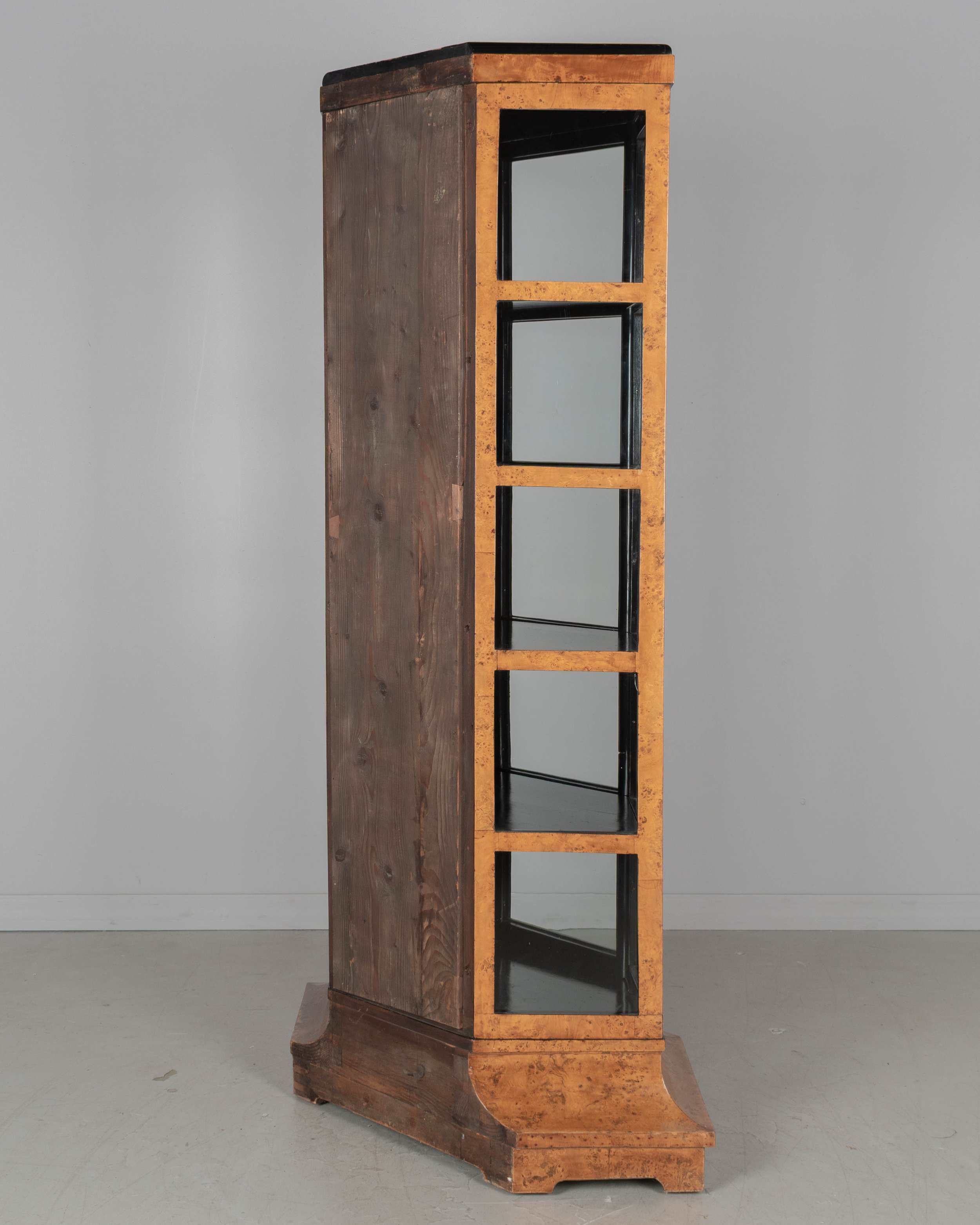Biedermeier Hexagonal Vitrine, Elm Wood & Glass,