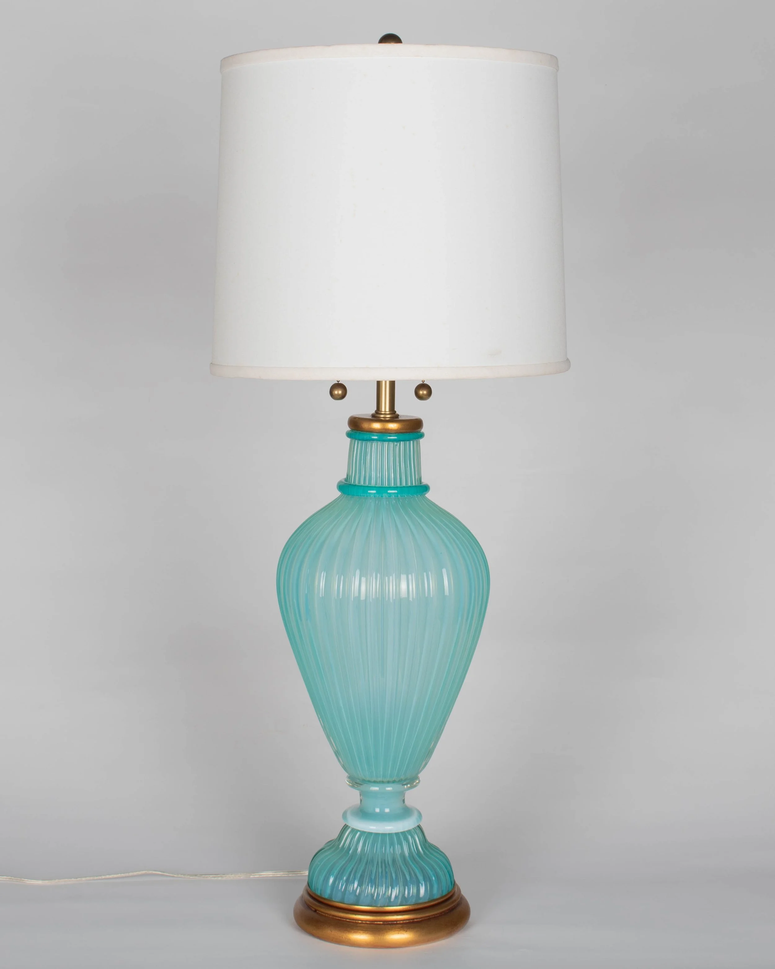 Aqua Blue Murano Glass Lamp by Archimede Seguso for Marbro, Italy 1950s