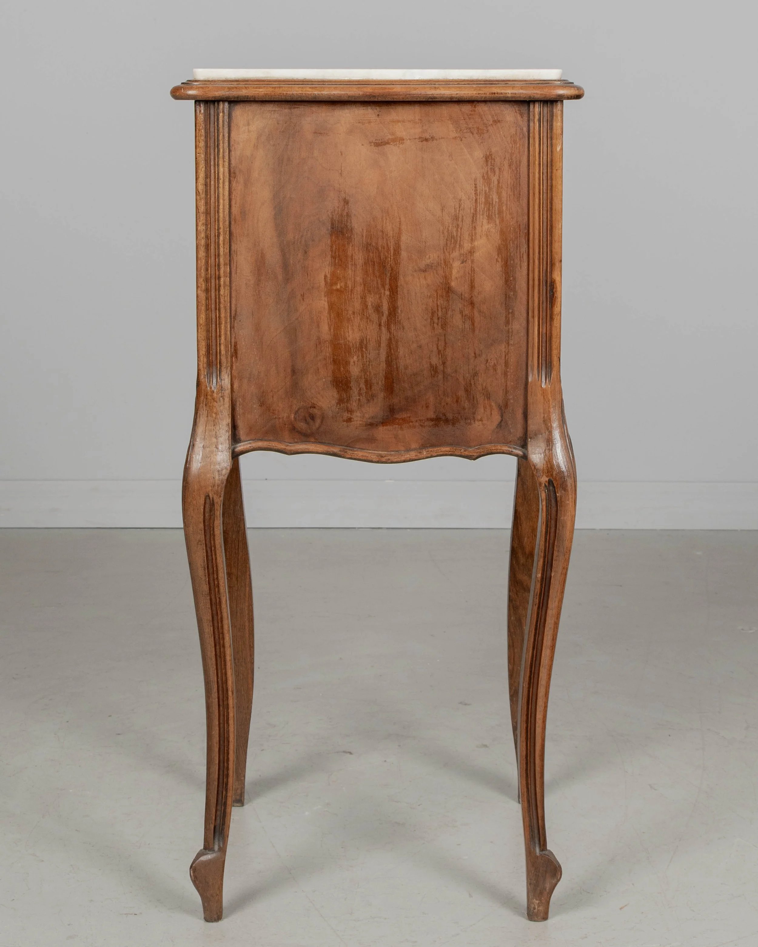 French Louis XV Style Nightstand, Walnut with Marble Top,