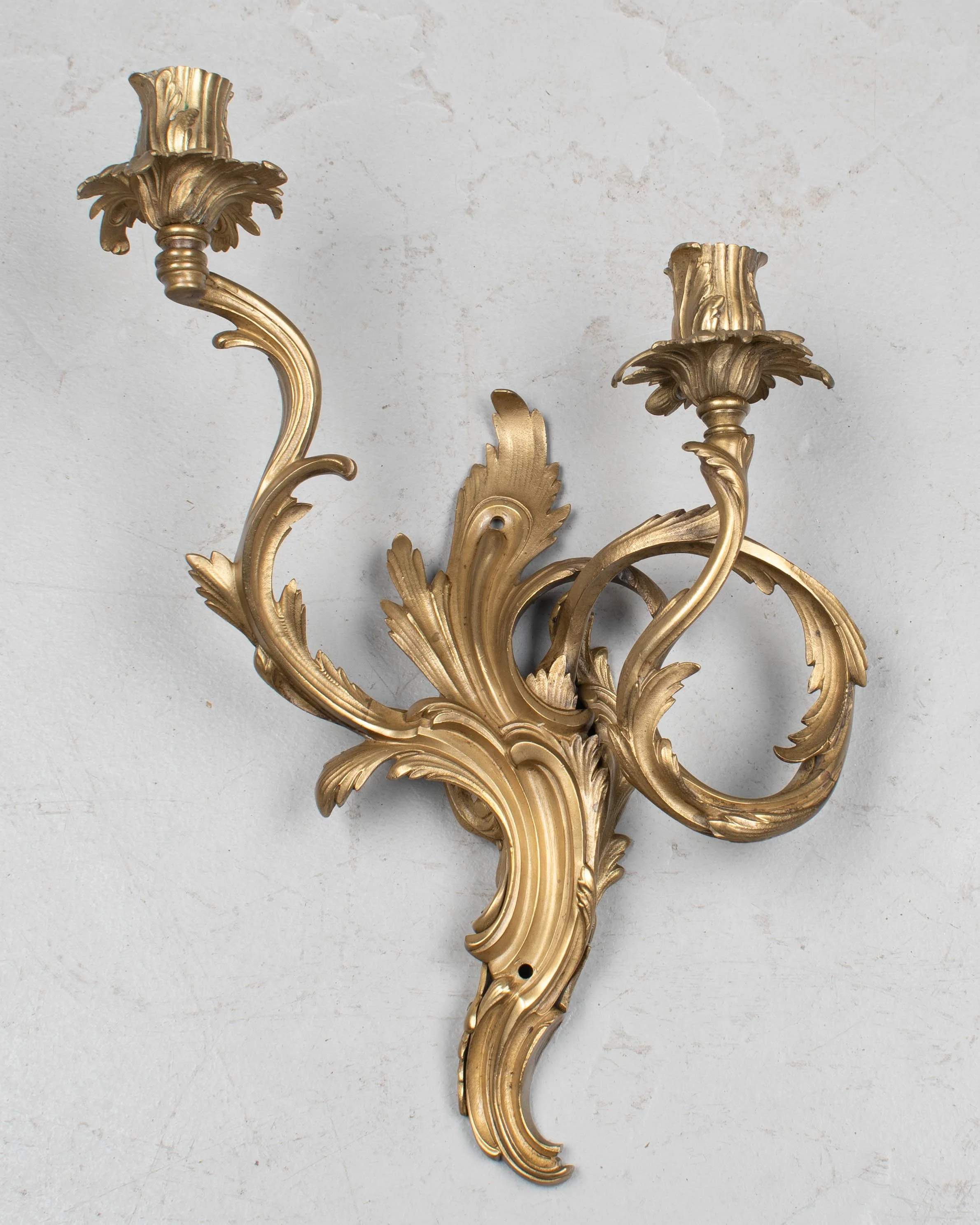 Pair of Louis XV Style French Bronze Candle Sconces