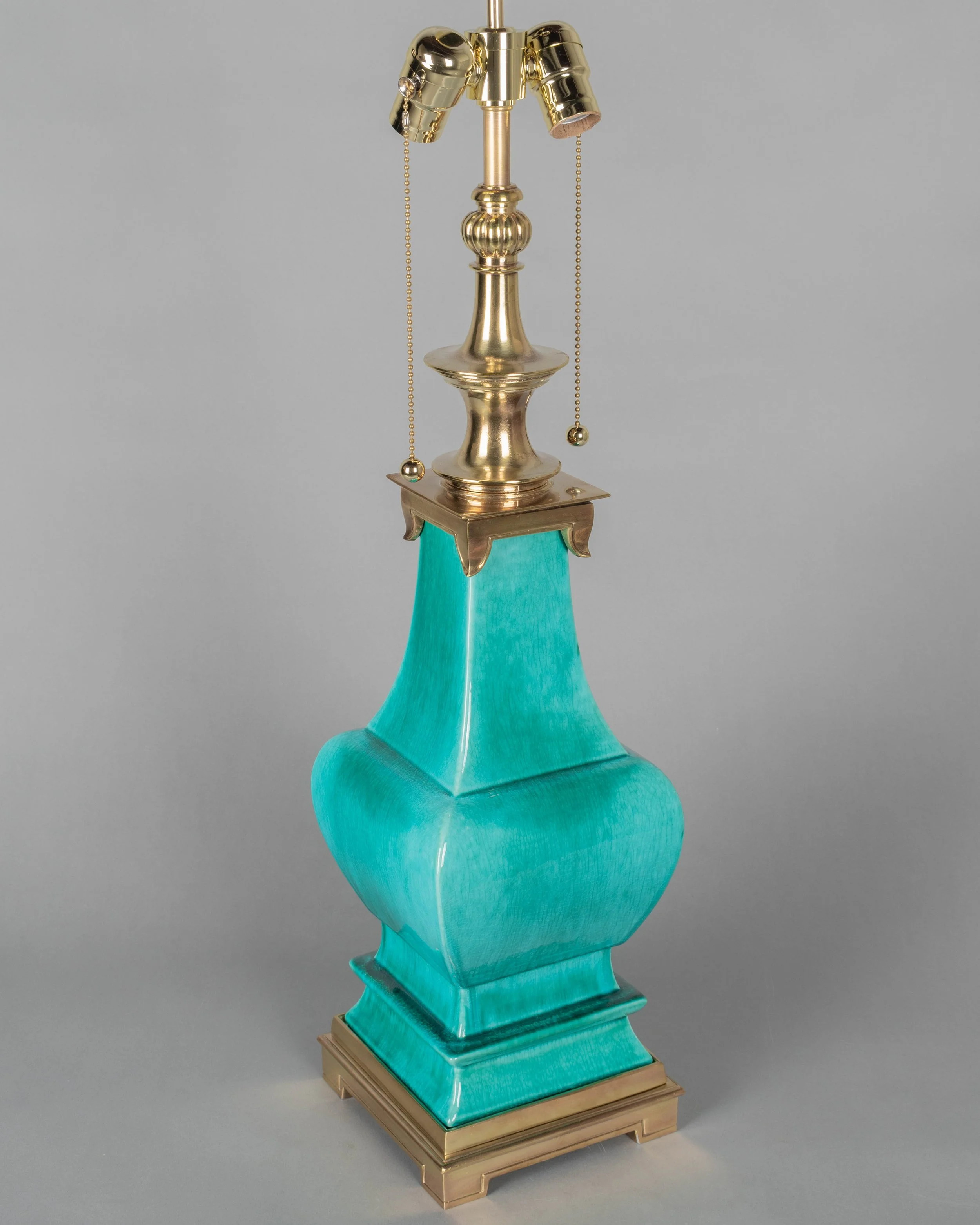 Mid Century Stiffel Ceramic & Brass Pagoda Lamp