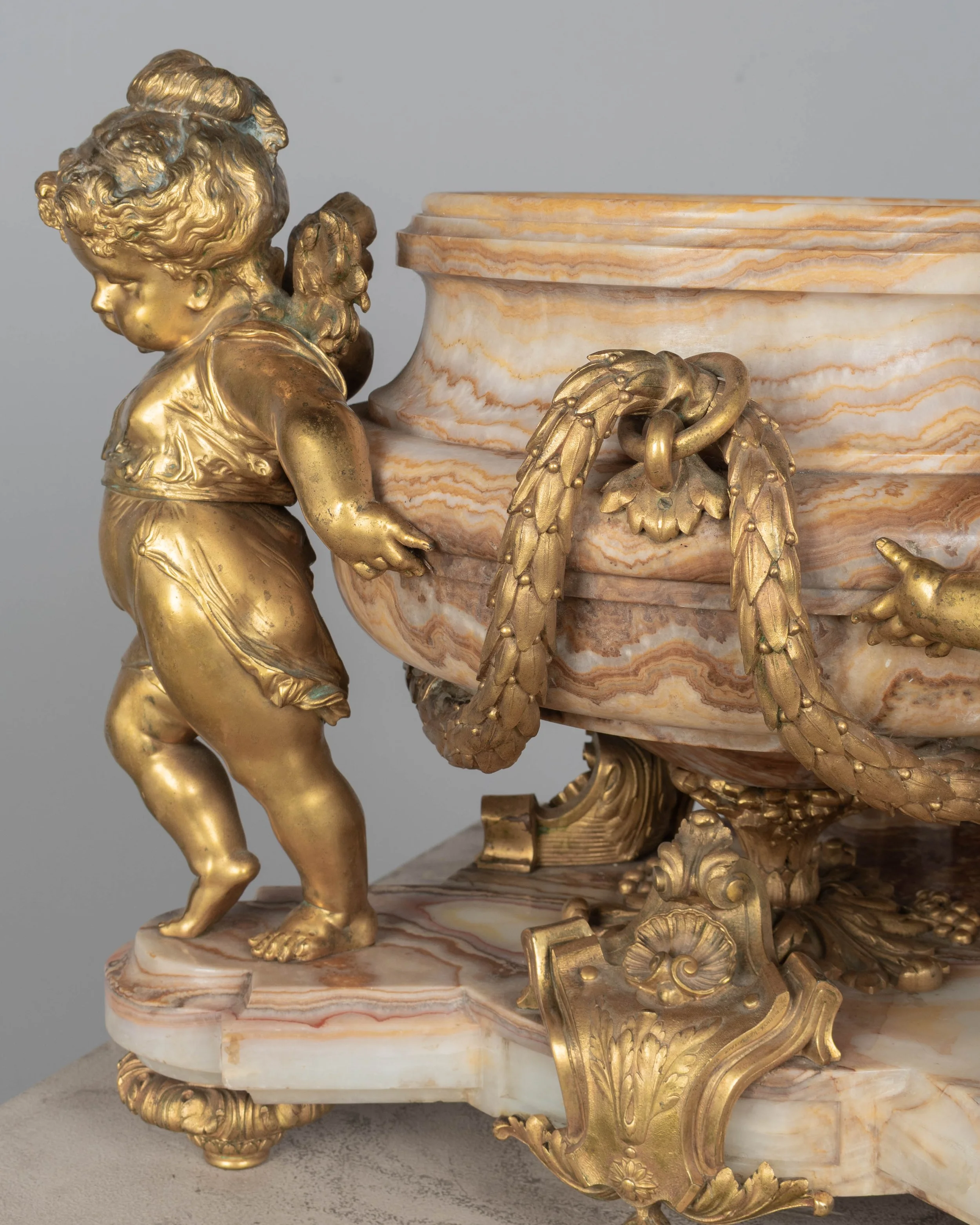 H. Journet & Cie 19th Century French Ormolu Bronze & Oynx Centerpiece