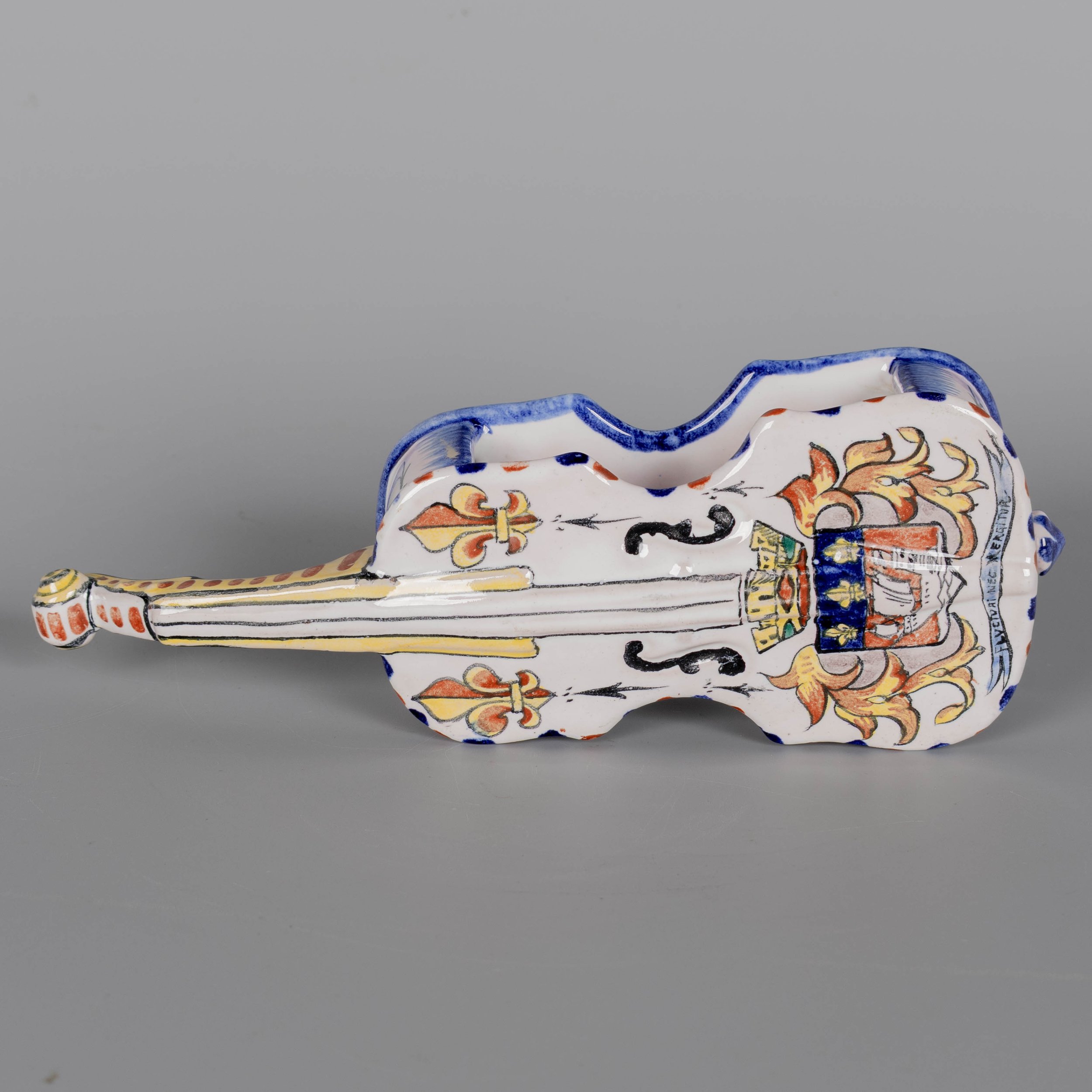 19th Century French Alcide Chaumeil Faience Miniature Violin Vessel