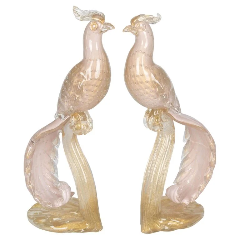 Pair of Murano Glass Barbini Birds of Paradise