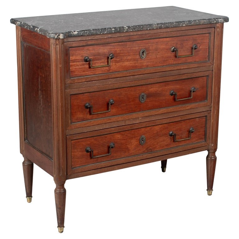 French Louis XVI Style Marble Top Commode