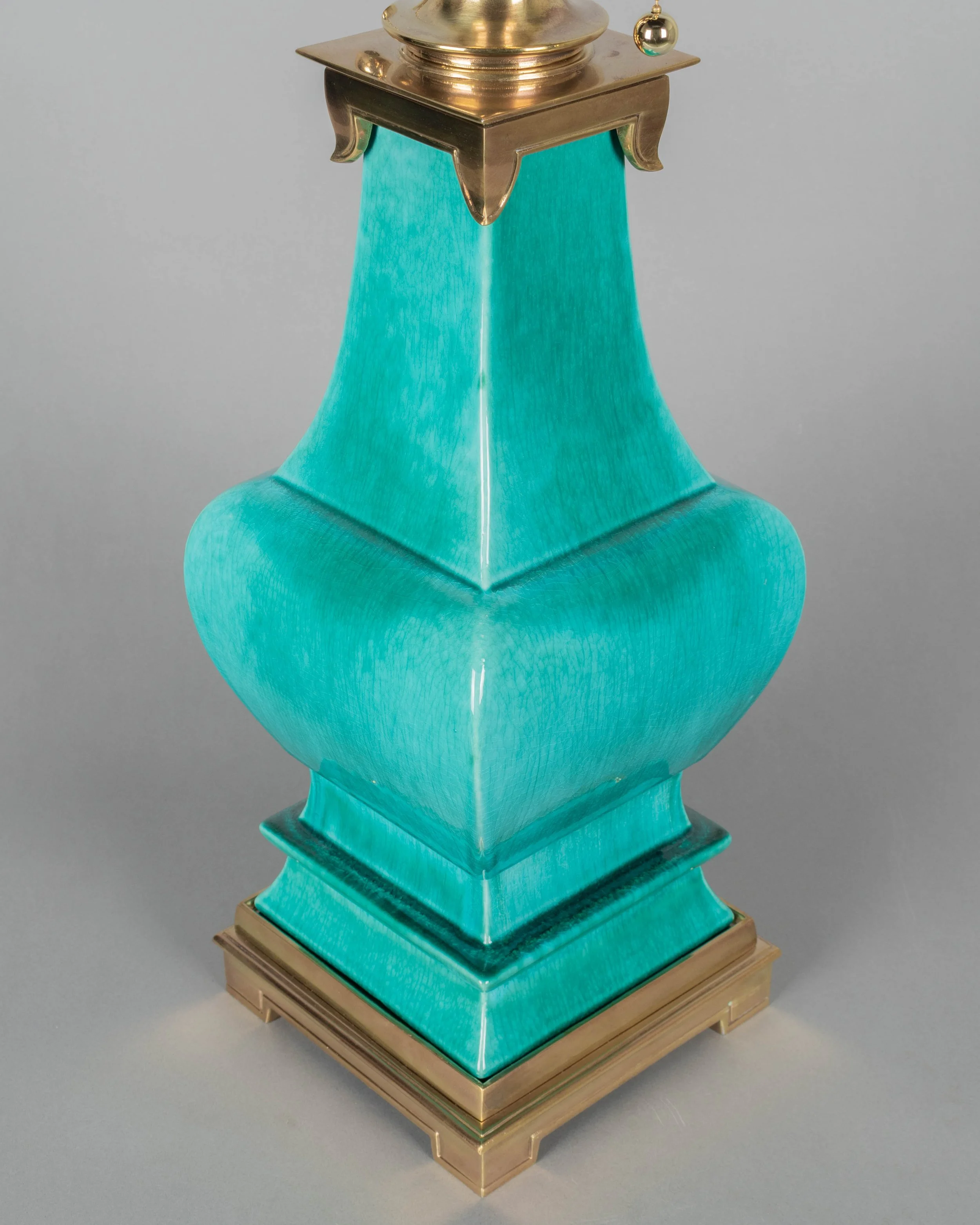 Mid Century Stiffel Ceramic & Brass Pagoda Lamp