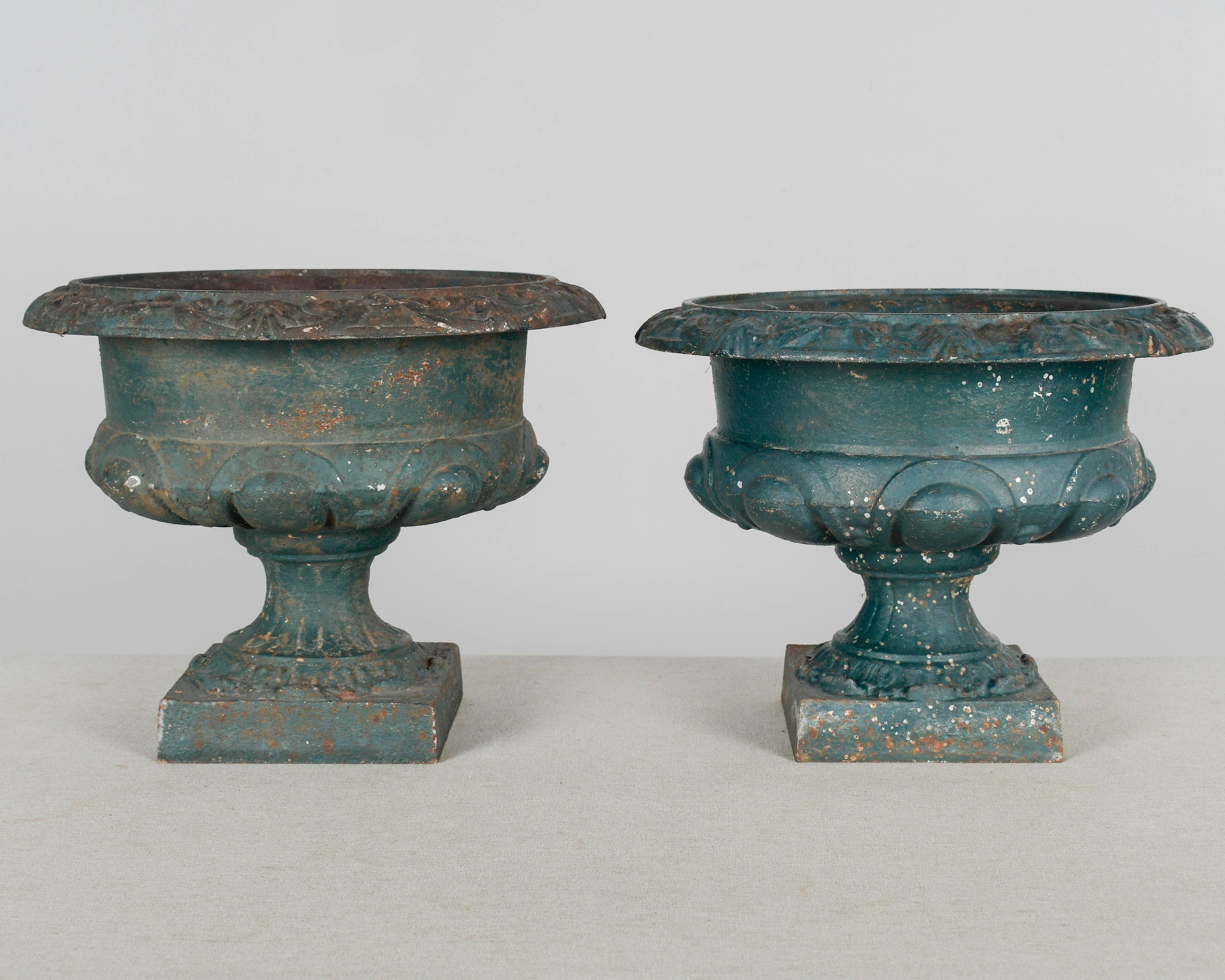 Pair of 19th Century French Cast Iron Garden Urns