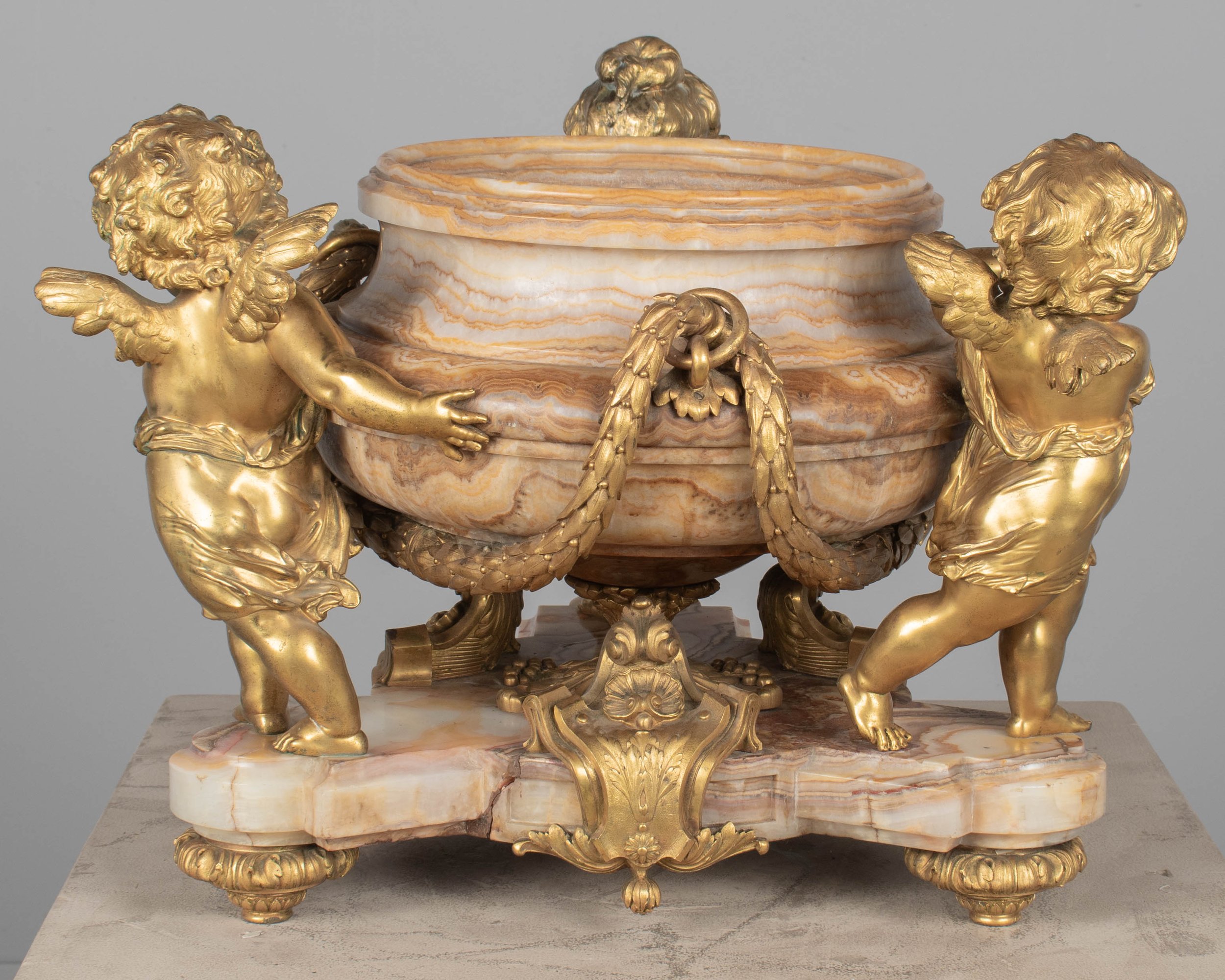H. Journet & Cie 19th Century French Ormolu Bronze & Oynx Centerpiece