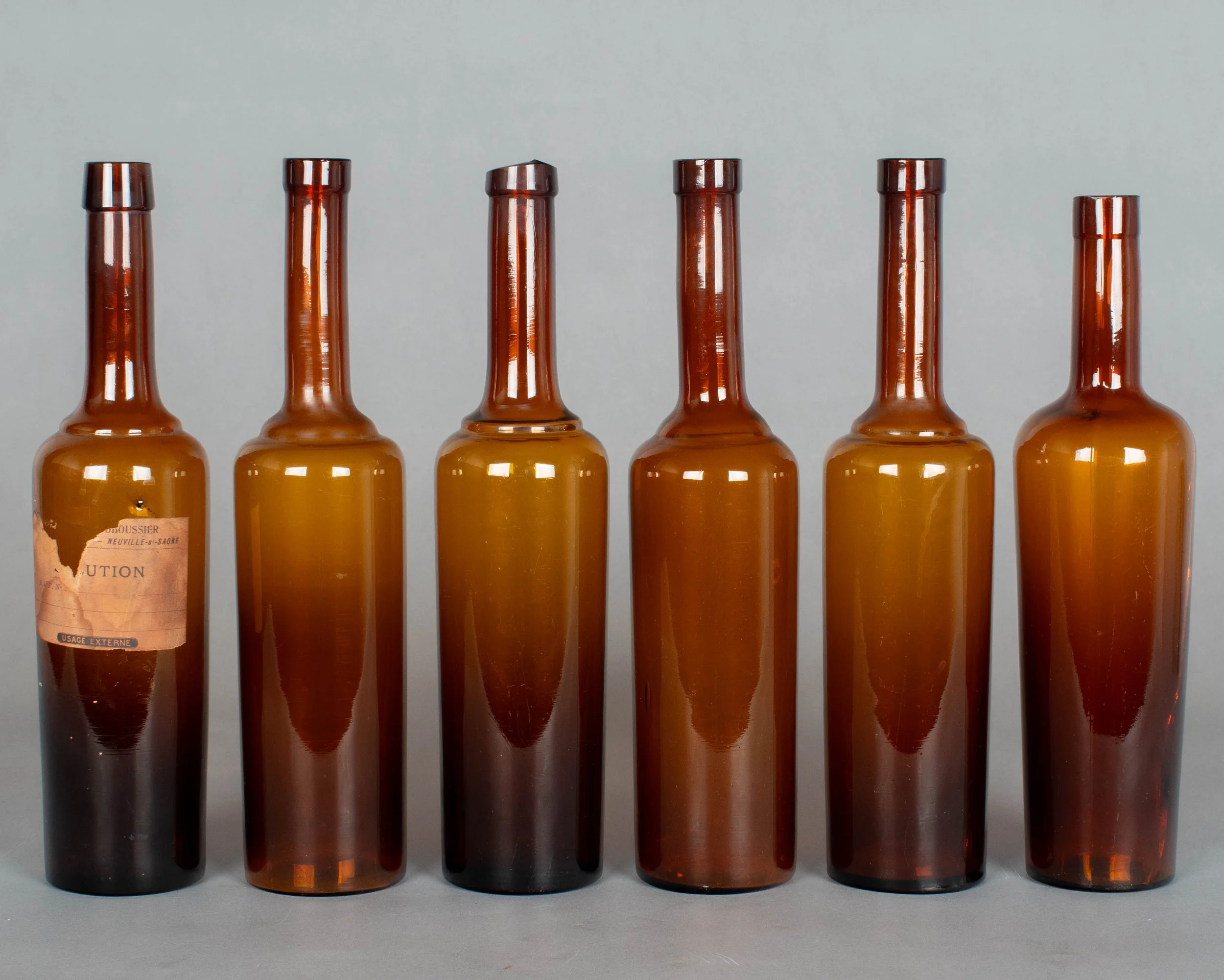 French Amber Glass Medicine Bottles