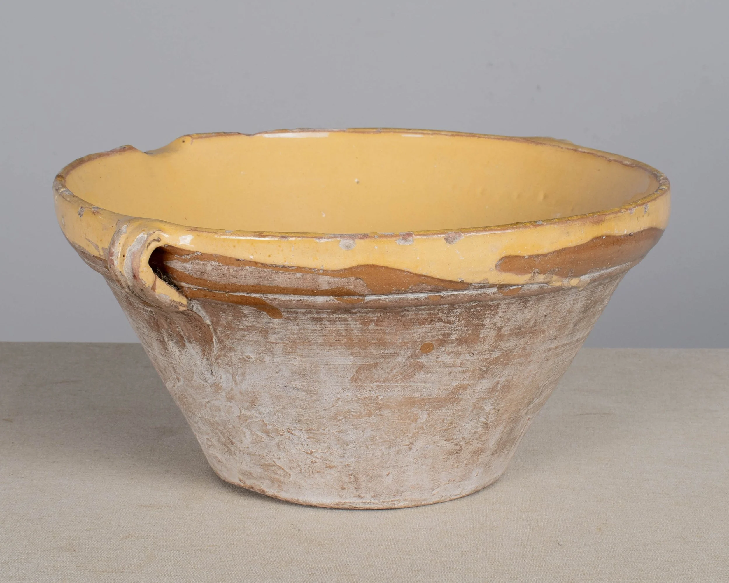 French Yellow Glazed Terracotta Tian or Grésale Bowl