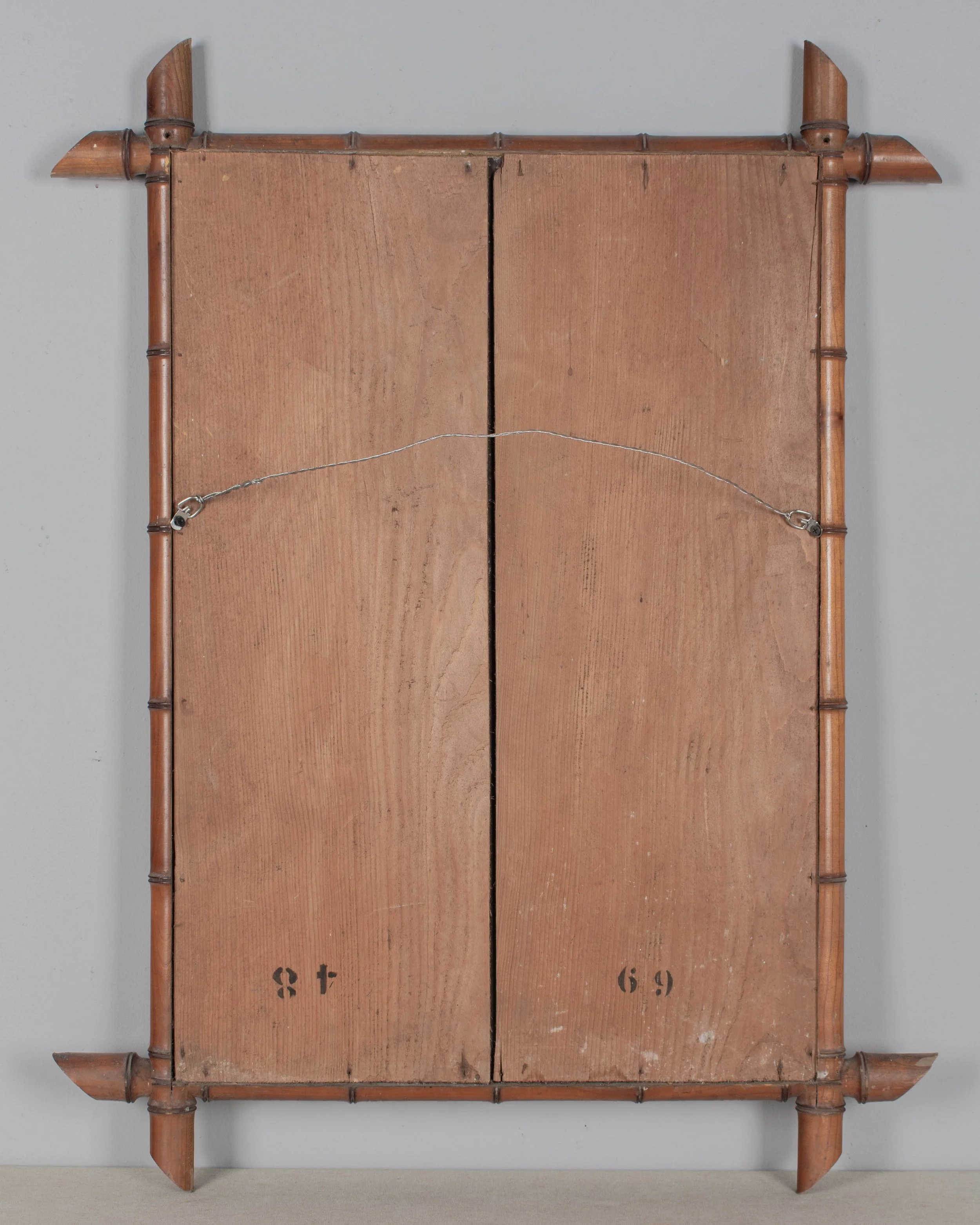 French Faux Bamboo Cherry Wood Mirror