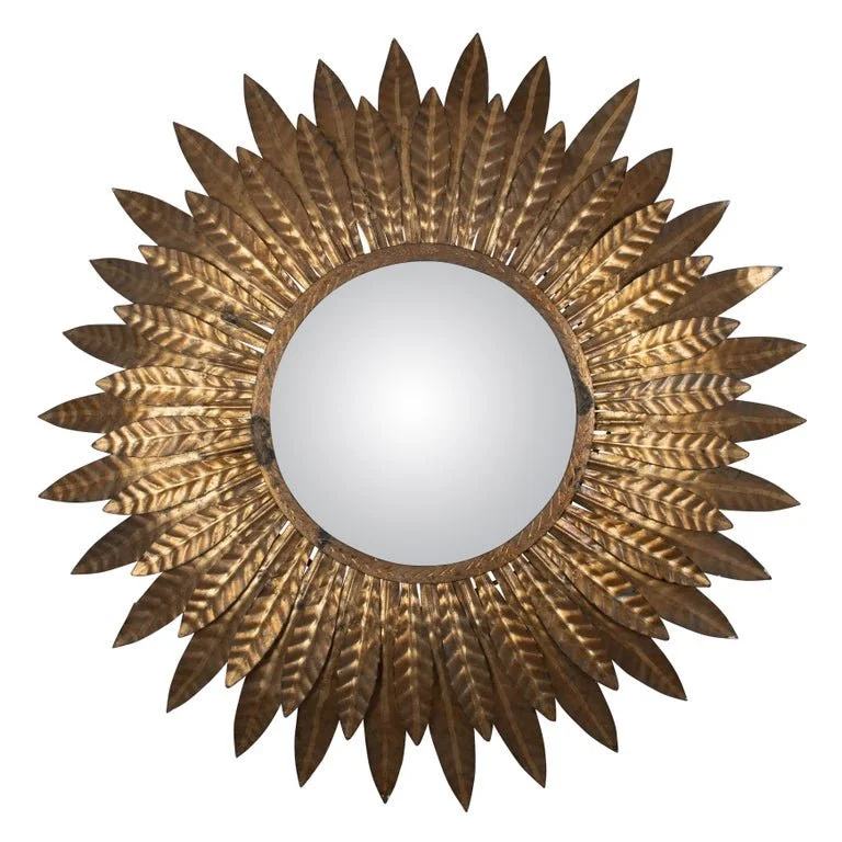 Mid Century Gilt Tôle Sunburst Ceiling Light or Wall Sconce