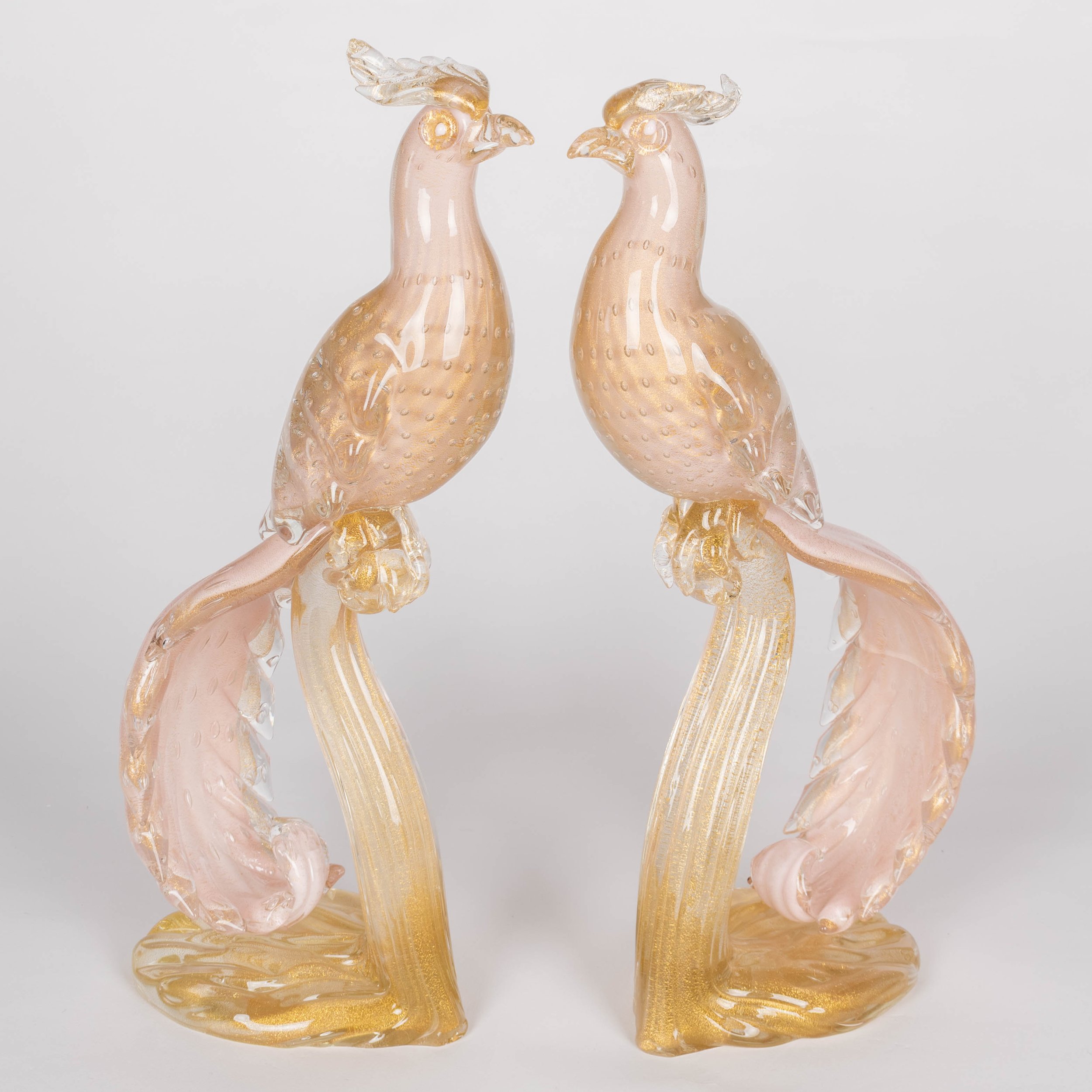 Pair of Murano Glass Barbini Birds of Paradise