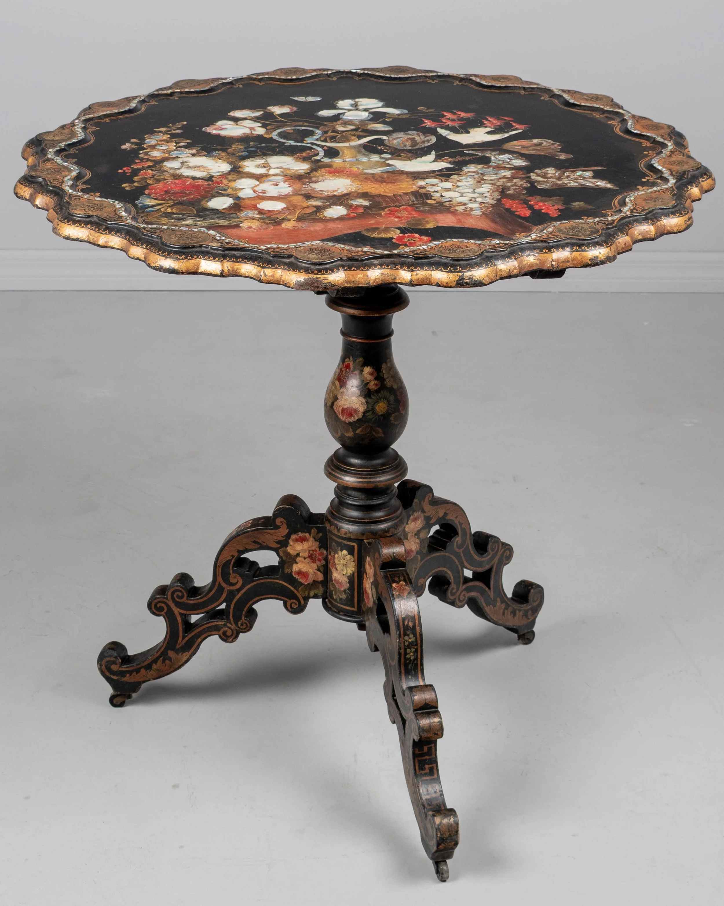19th Century Napoleon III Lacquered Tilt-Top Table