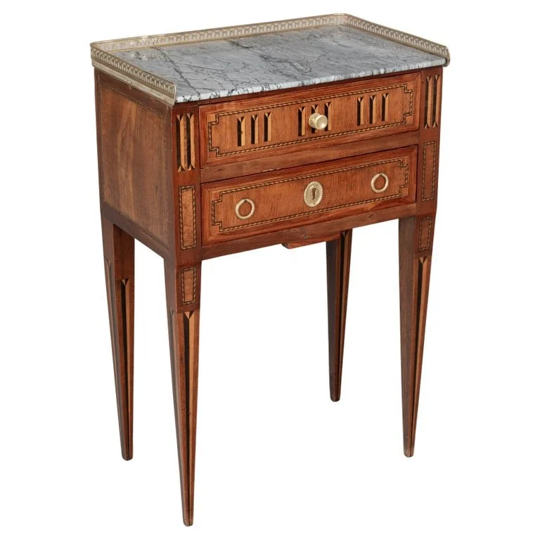 19th Century Louis XVI Style Marble Top Side Table