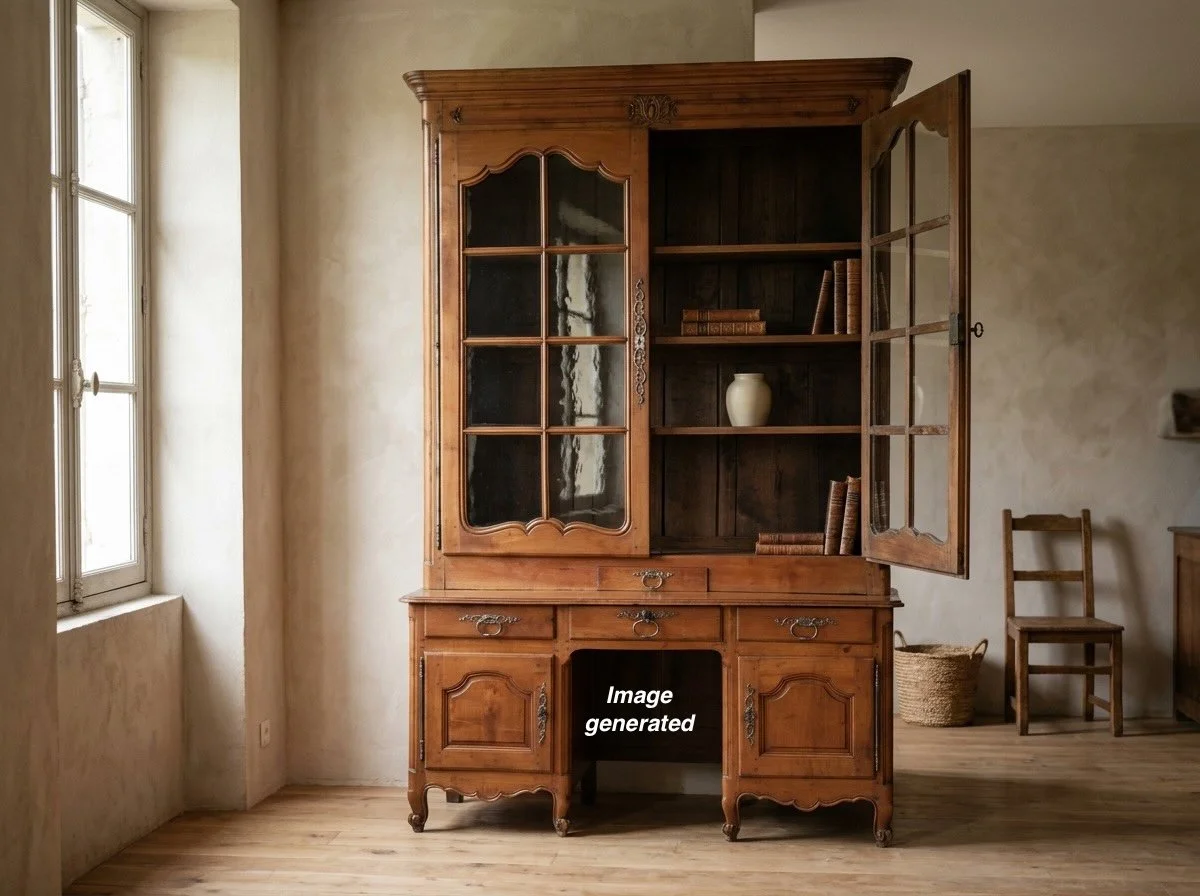 A grand scale 18th century French Louis XV Period bibliothèque, or bookcase, from the Loire Valley.