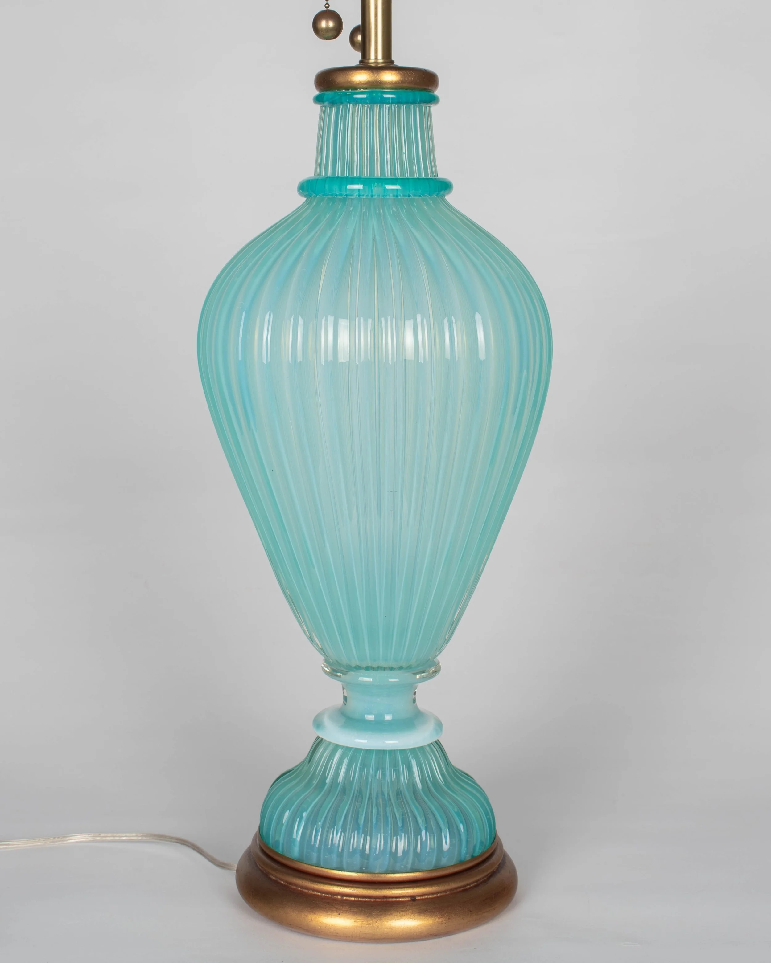 Aqua Blue Murano Glass Lamp by Archimede Seguso for Marbro, Italy 1950s