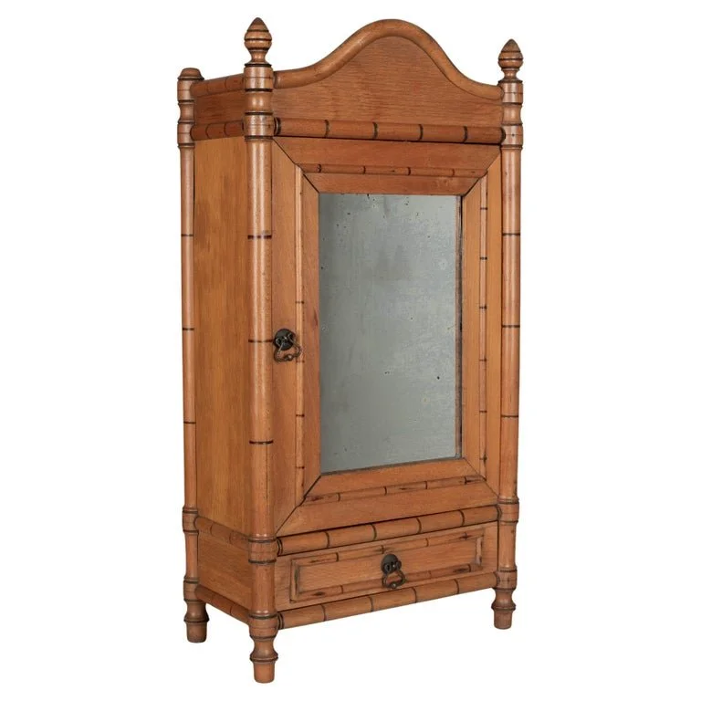 French Faux Bamboo Miniature Armoire
