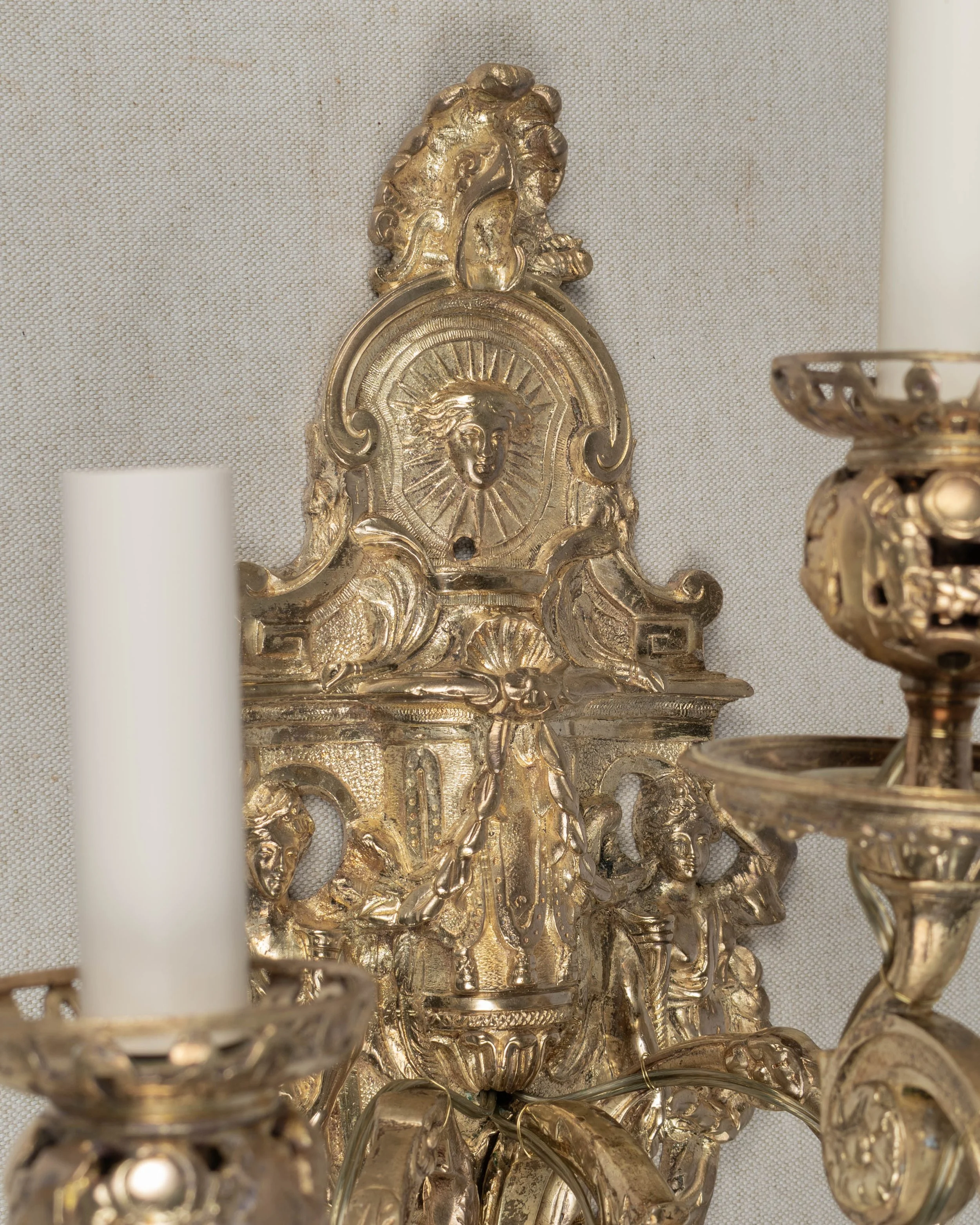 Pair of 19th Century French Baroque Cast Bronze Wall Sconces