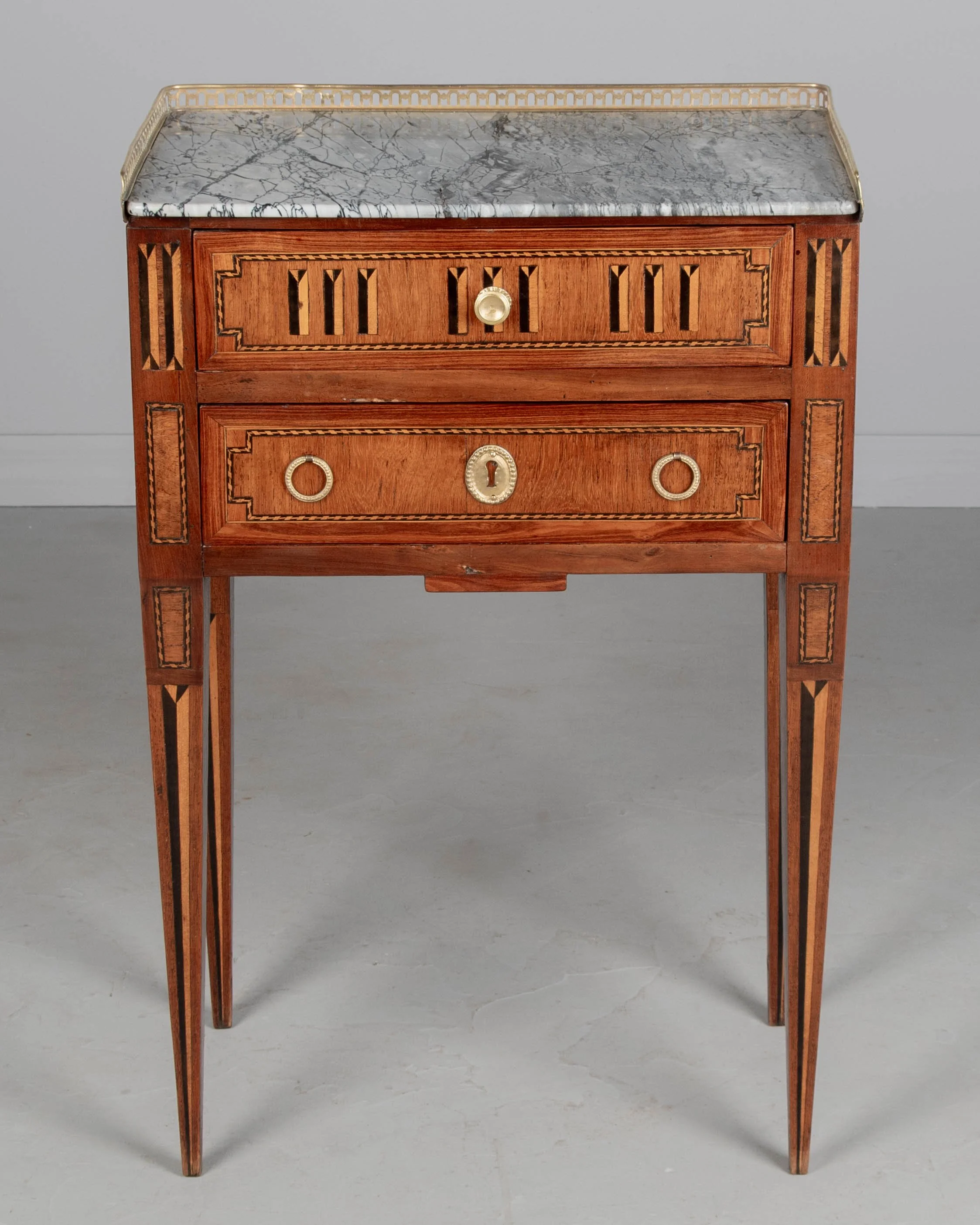 19th Century Louis XVI Style Marble Top Side Table