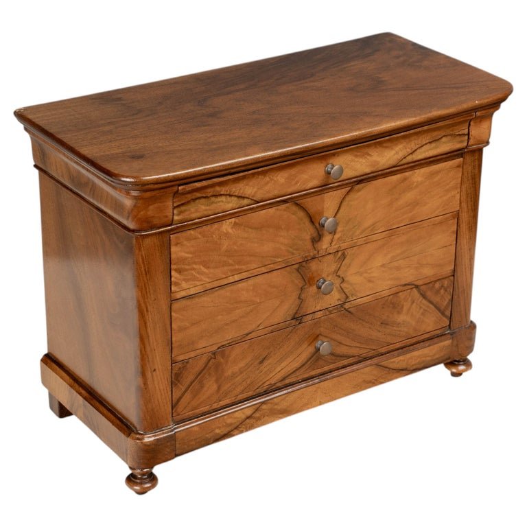 French Louis Philippe Miniature Walnut Commode Circa 1820-1840