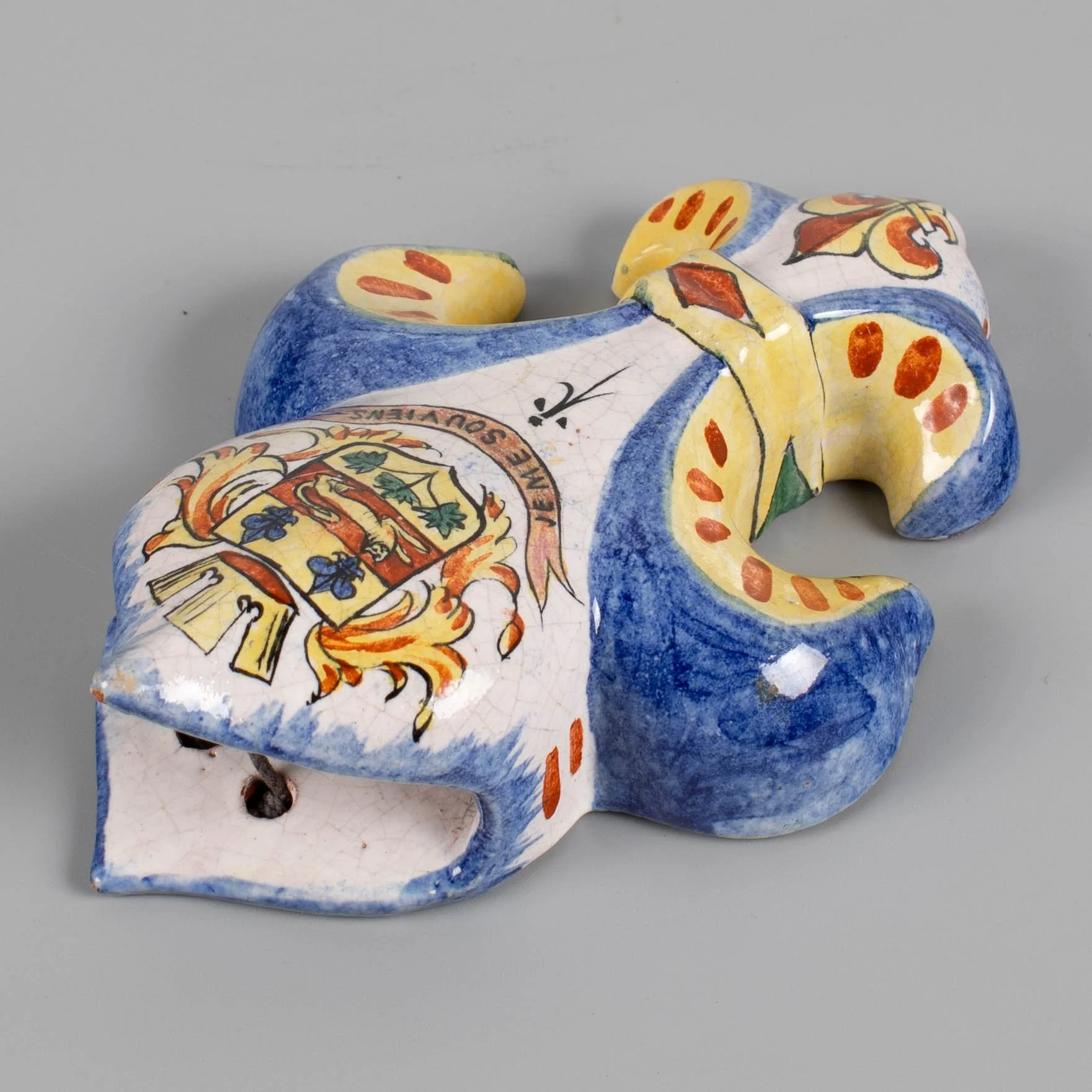 19th Century French Faience Fleur de Lis Wall Pocket