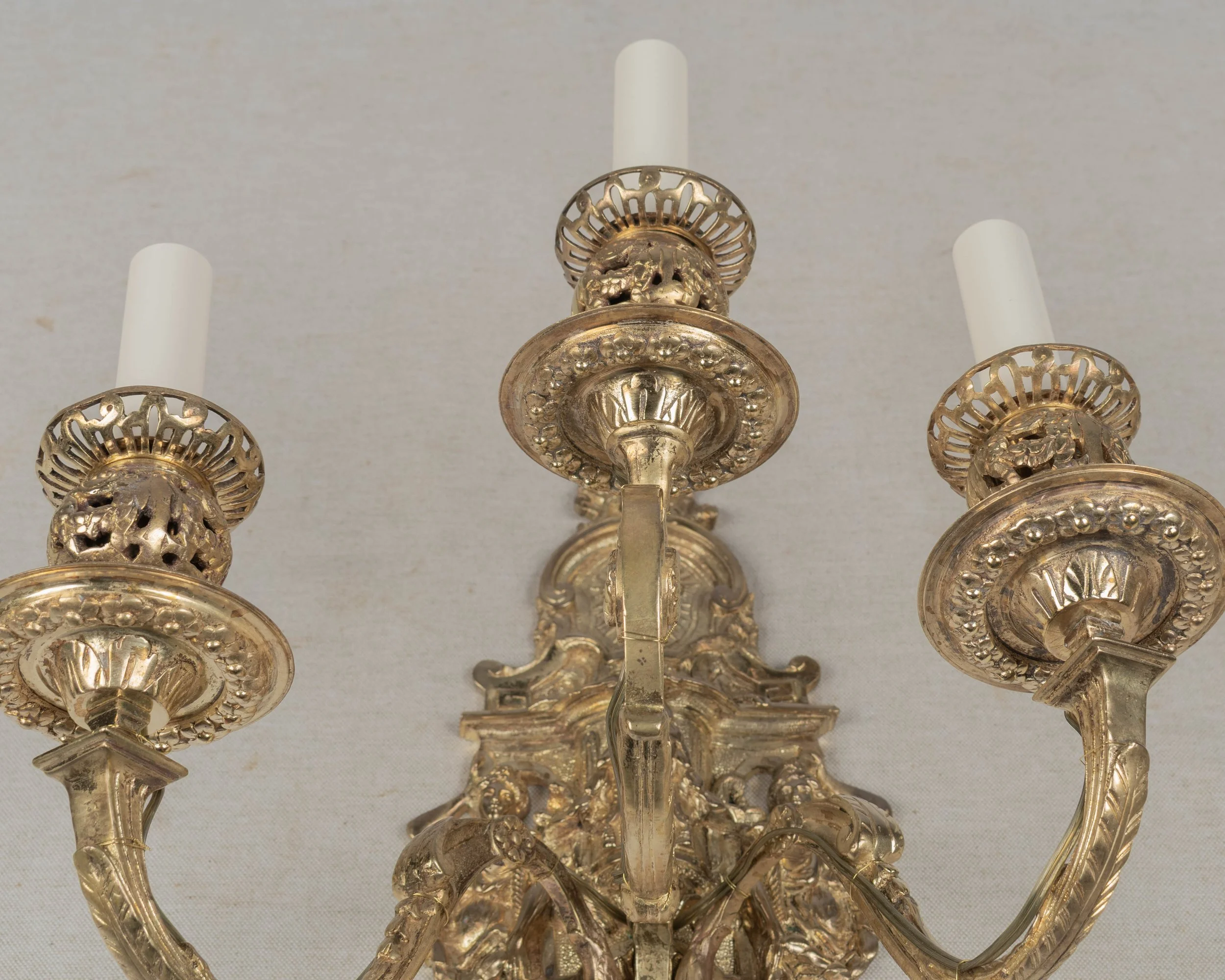 Pair of 19th Century French Baroque Cast Bronze Wall Sconces