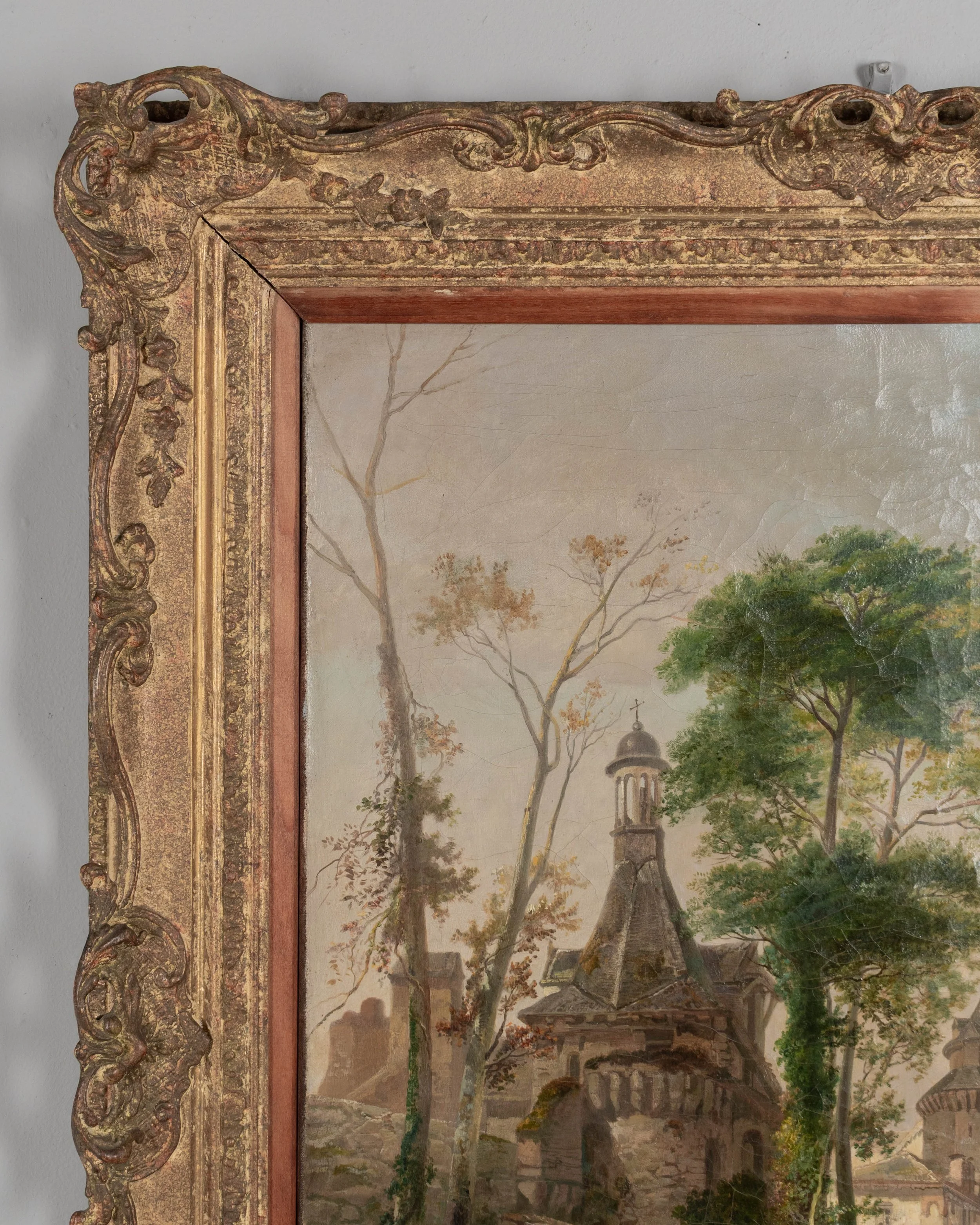 19th Century Painting by James Vivien de Fleury "Montfort, Brittany"