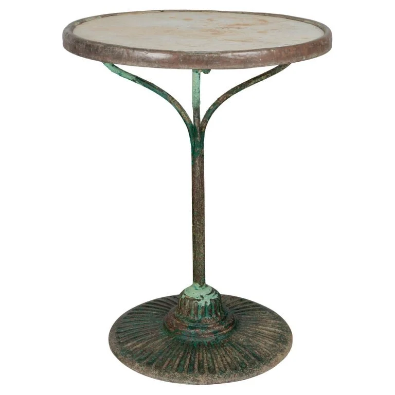 19th Century French Cast Iron Marble Top Bistro Table