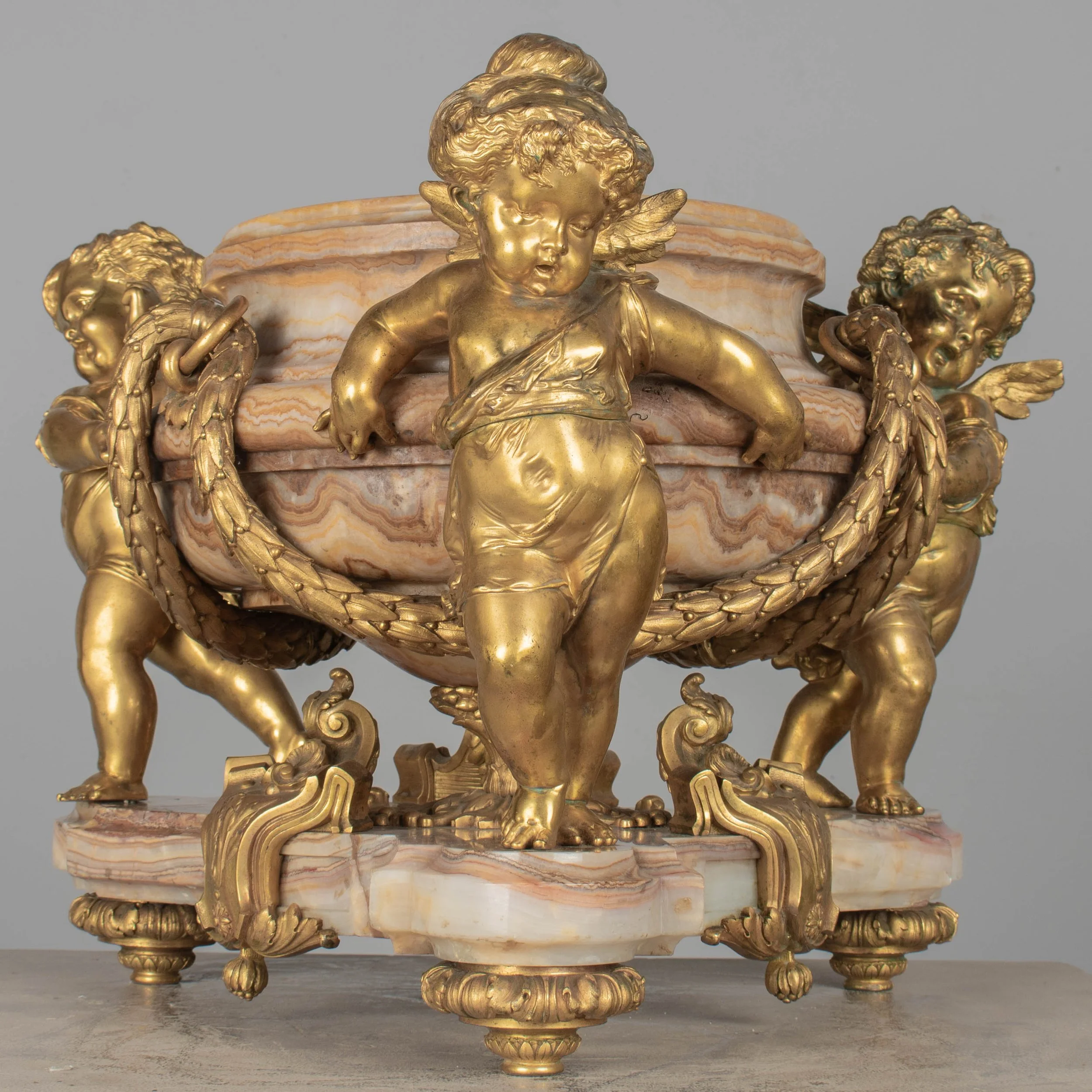 H. Journet & Cie 19th Century French Ormolu Bronze & Oynx Centerpiece