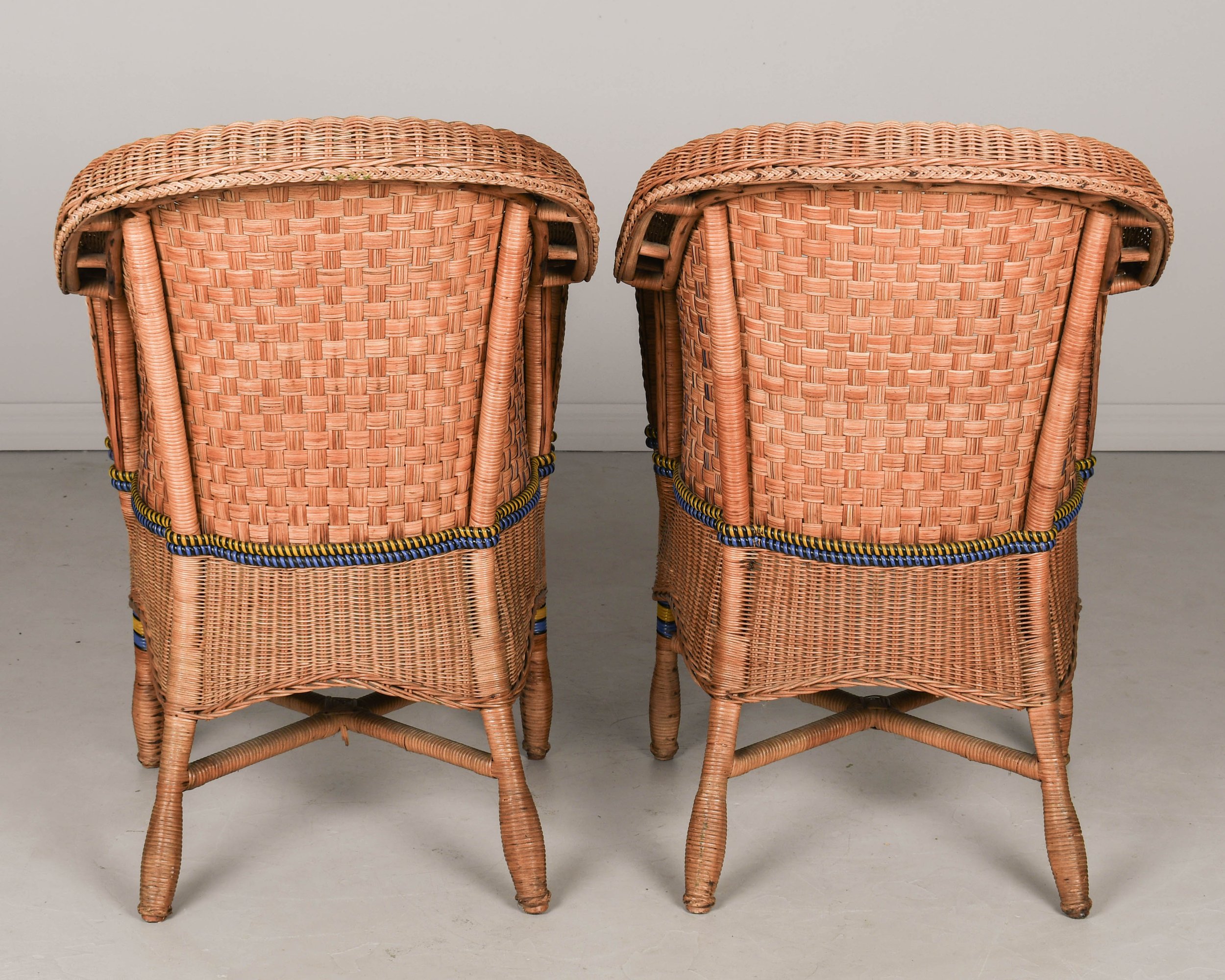 French Art Deco Rattan Patio Table and Chairs