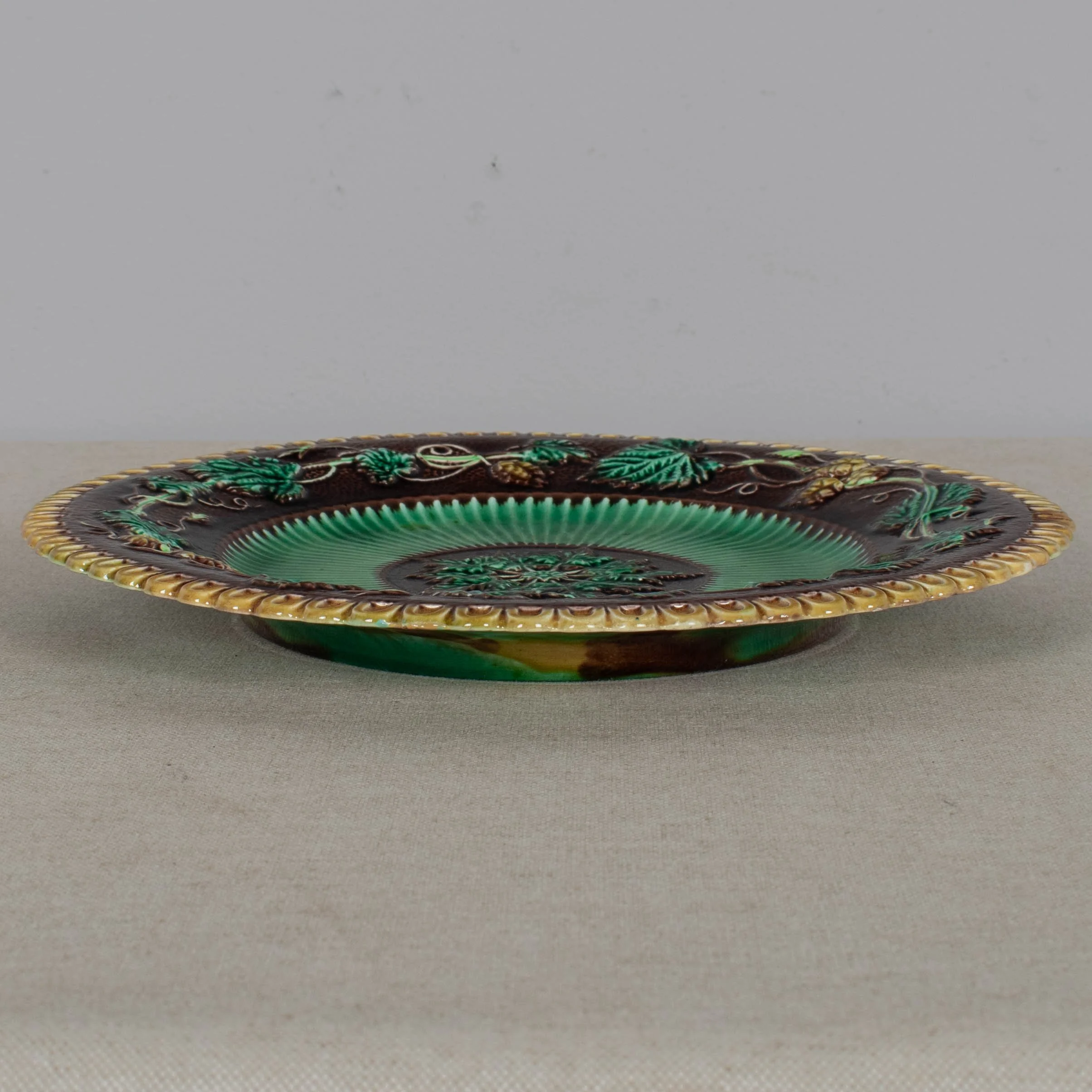 George Jones Majolica Plate, Grapevine Pattern, English, Circa 1865