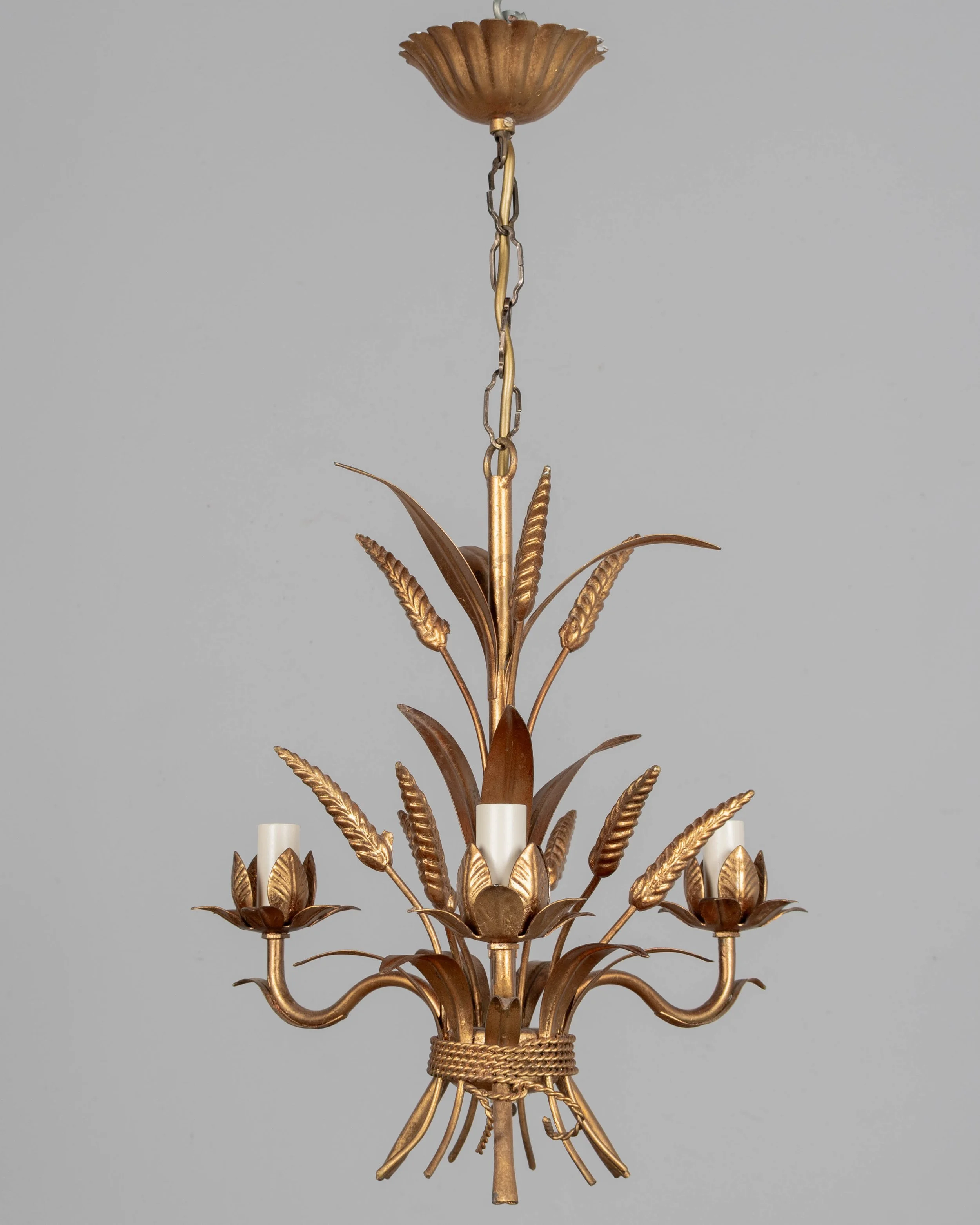 Vintage Italian Gilded Metal Chandelier by Hans Kögl,