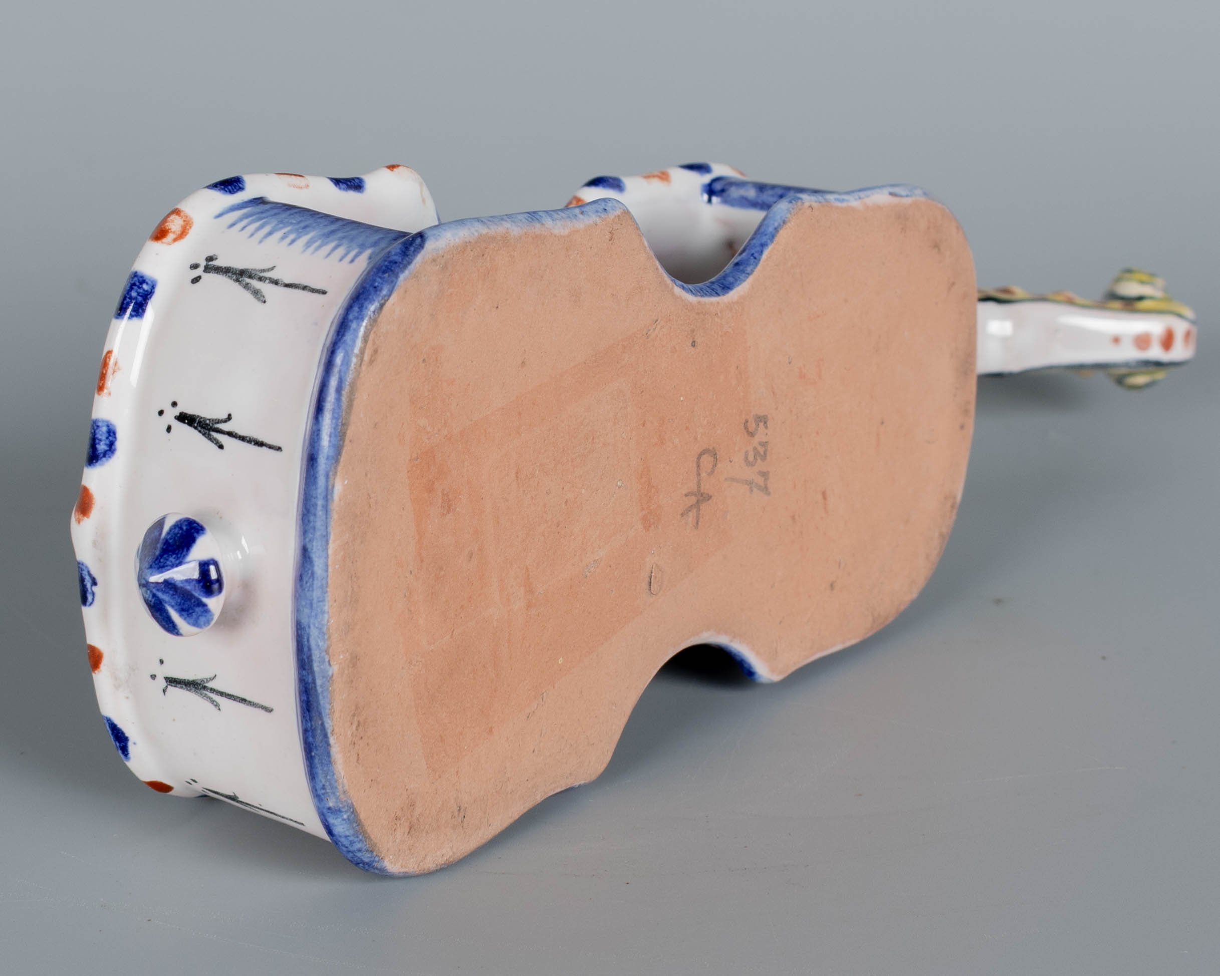 19th Century French Alcide Chaumeil Faience Miniature Violin Vessel