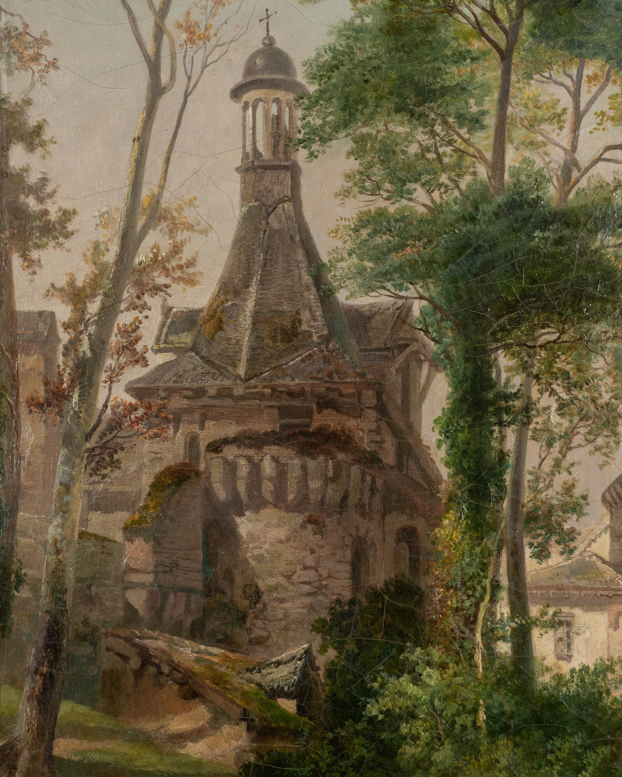 19th Century Painting by James Vivien de Fleury "Montfort, Brittany"