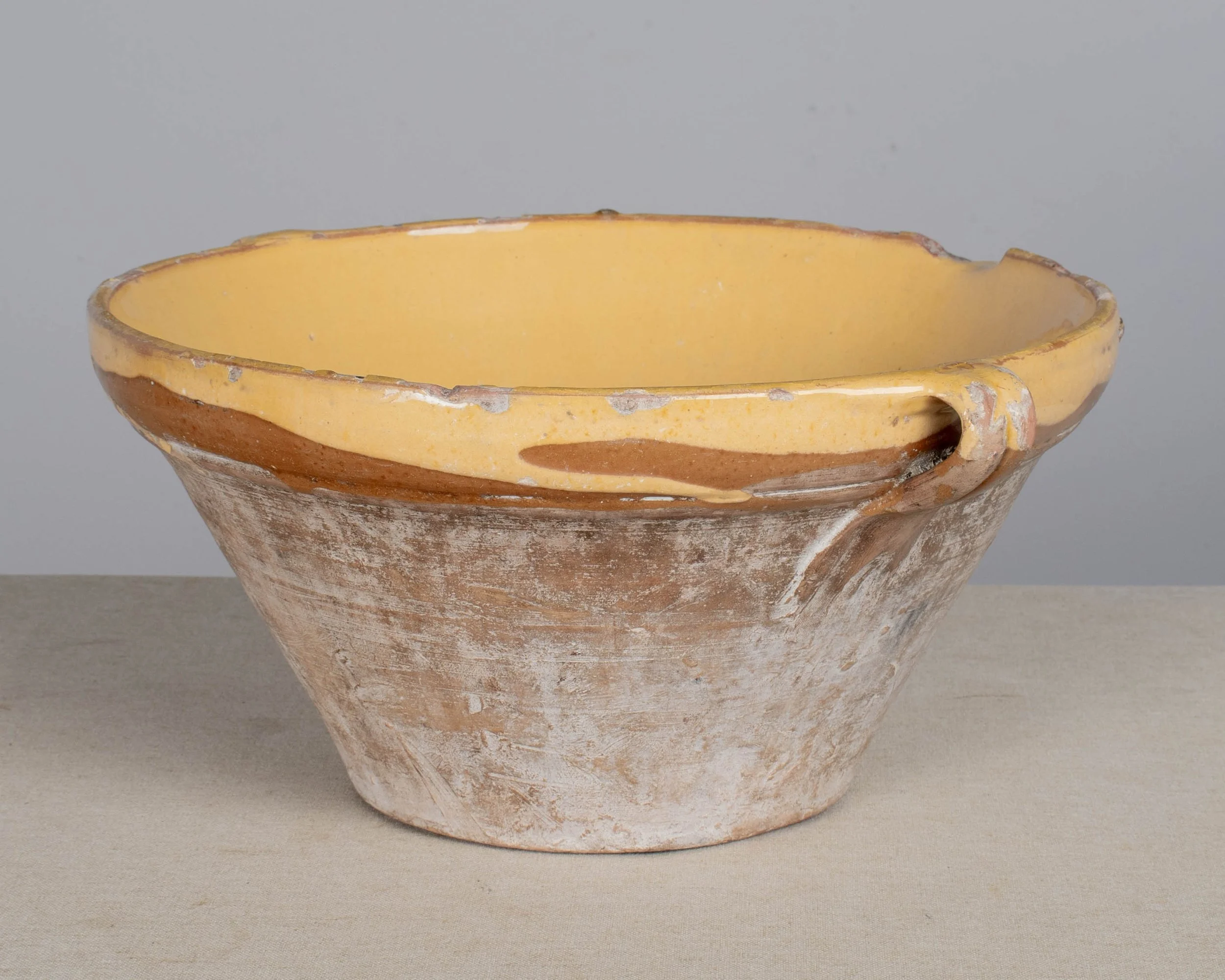 French Yellow Glazed Terracotta Tian or Grésale Bowl