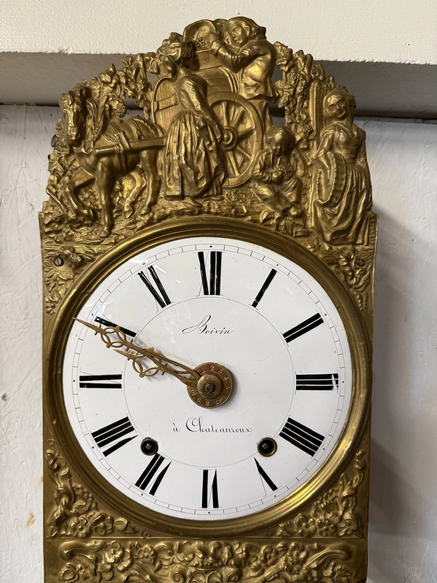 A late 19th century Morbier works for a tall case clock from Boivin at Chateauroux.