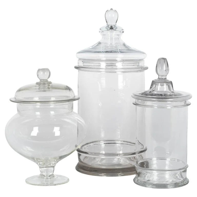 French Glass Apothecary Jars or Canisters