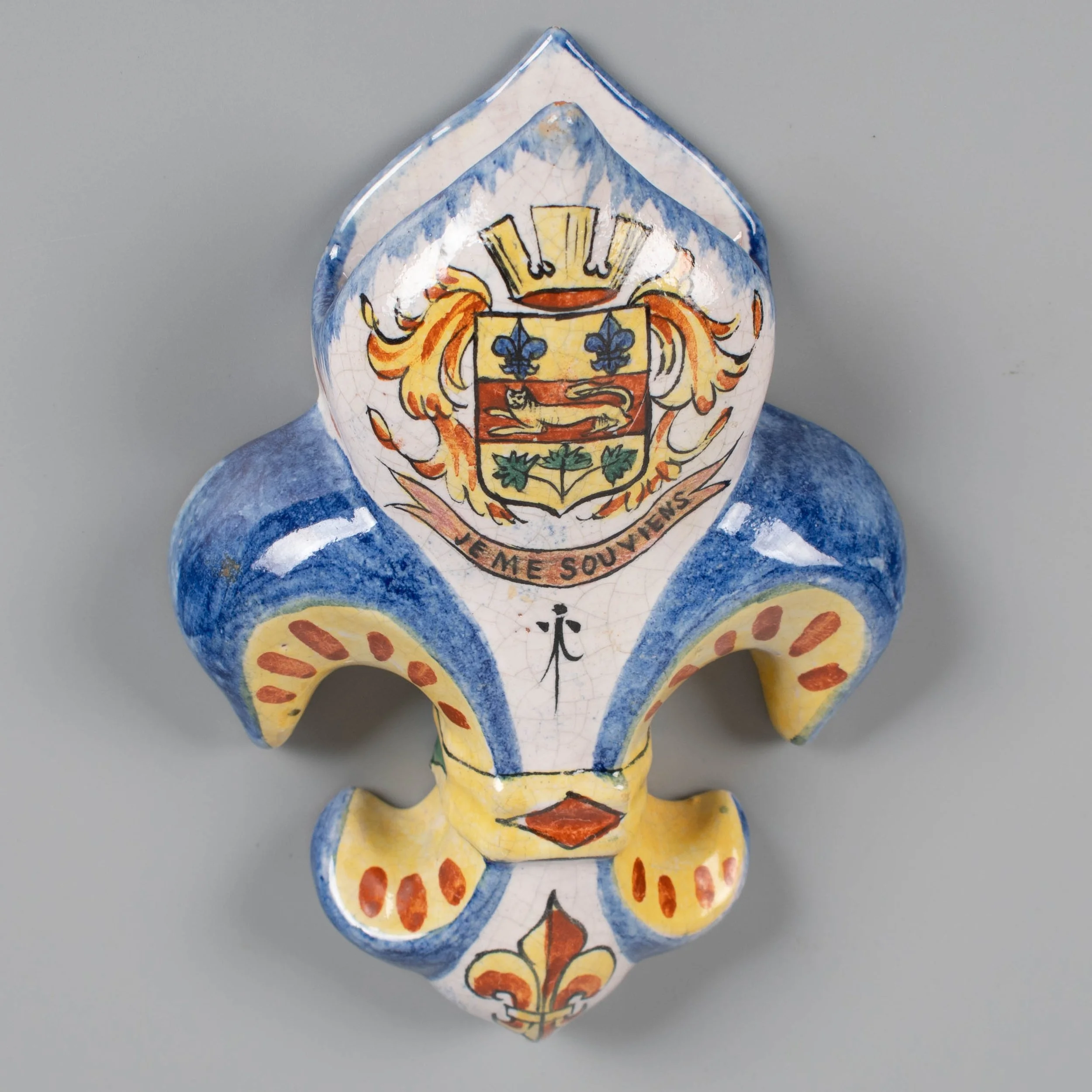 19th Century French Faience Fleur de Lis Wall Pocket