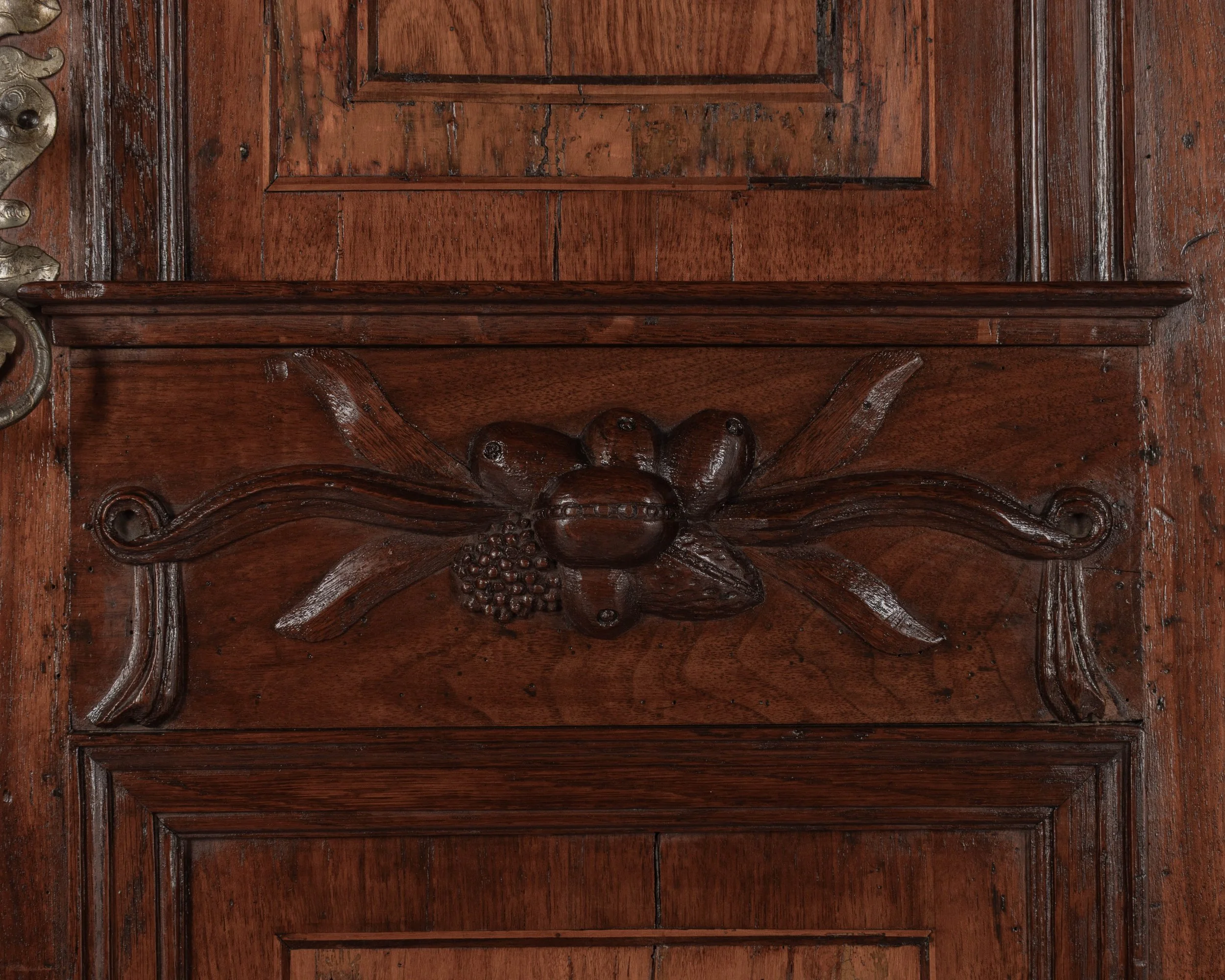 19th Century French Perigord Armoire made of solid walnut and veneers of walnut with pine as a secondary wood.