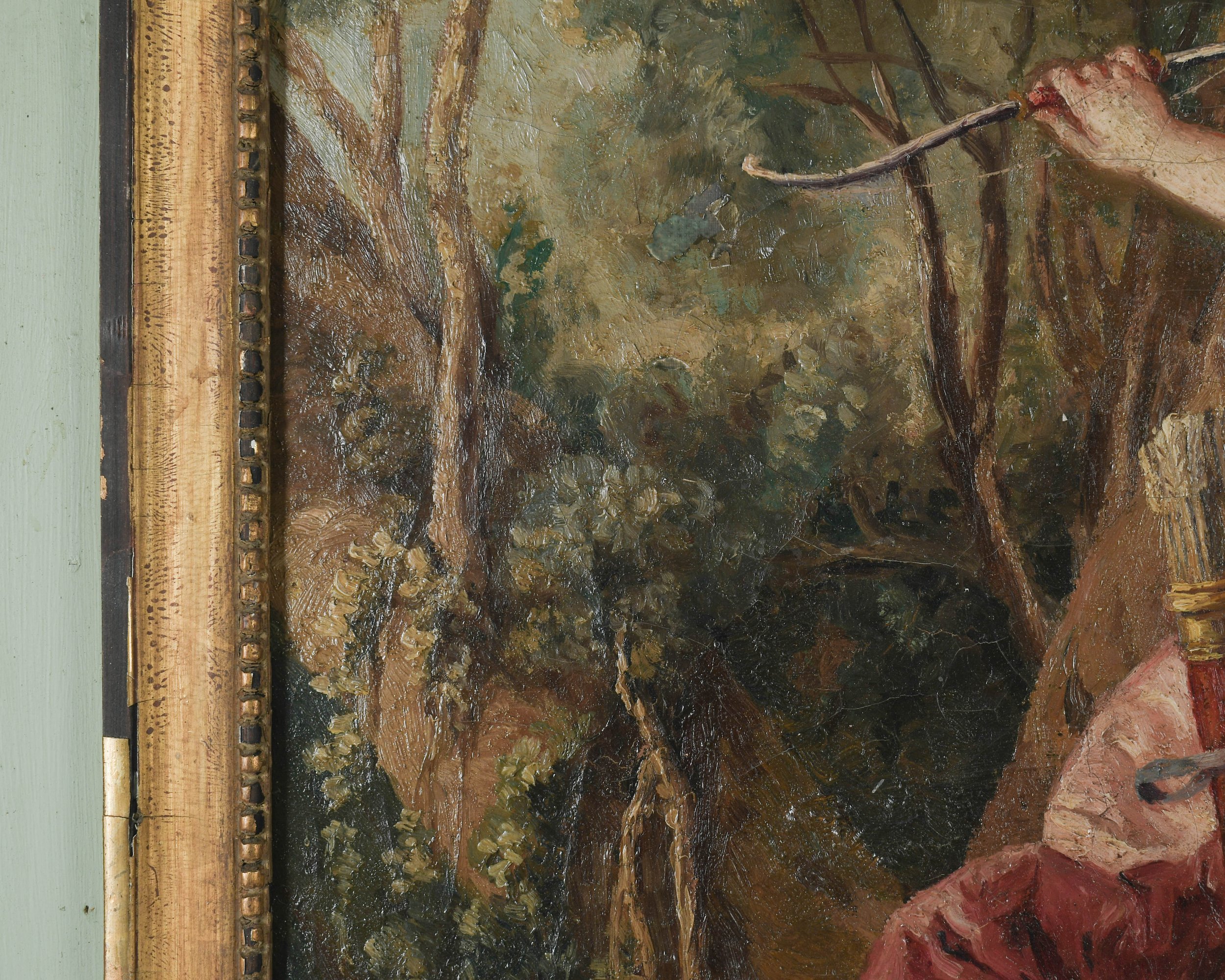 19th Century French Trumeau Mirror with Painting