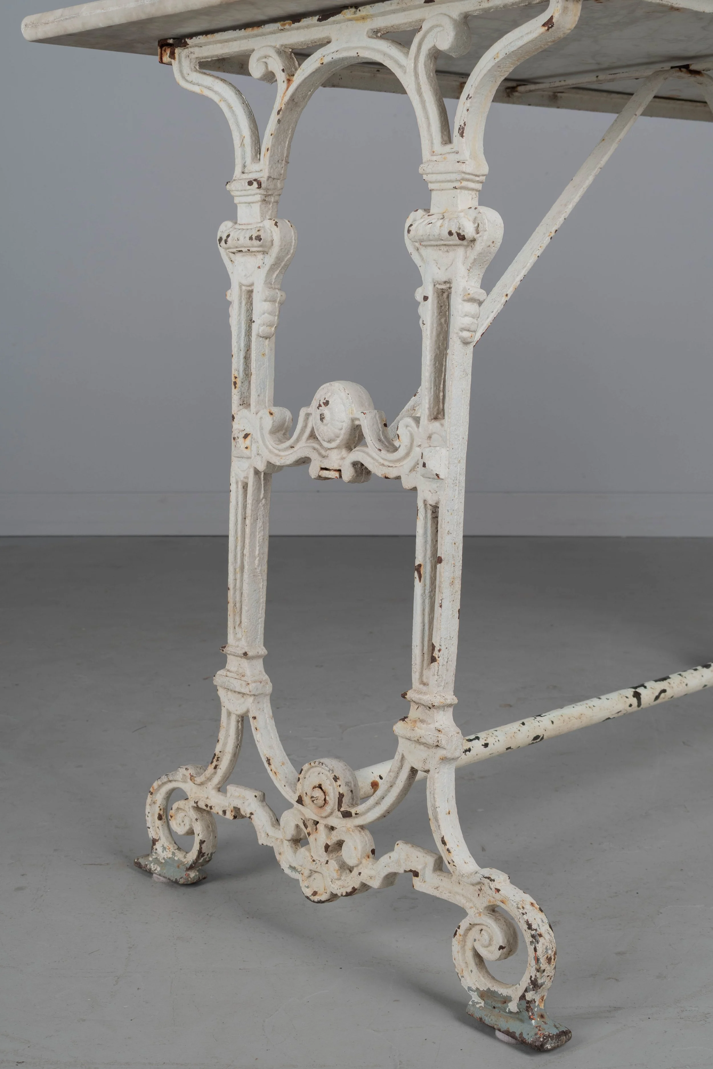 19th Century French Cast Iron Marble Top Bistro Table