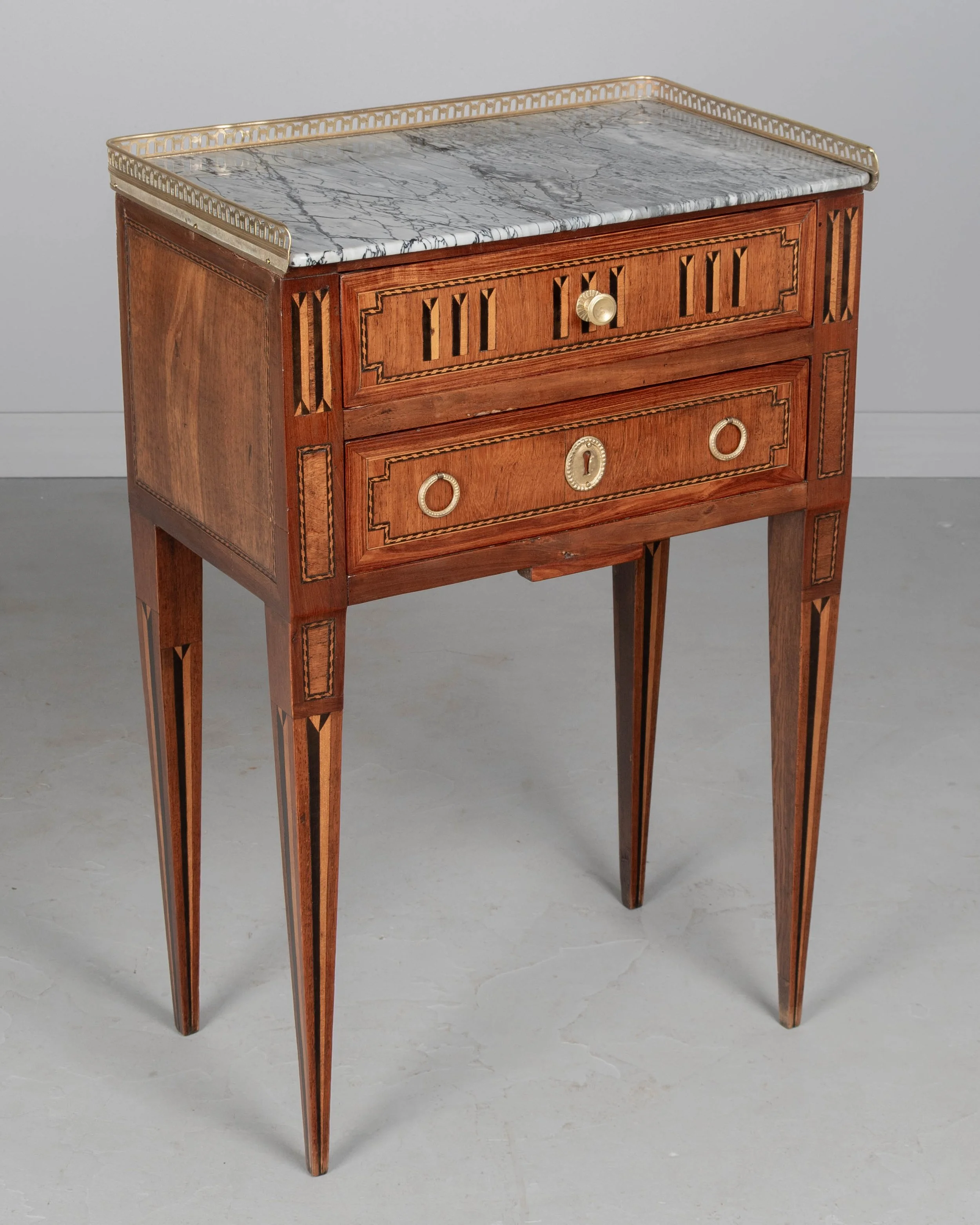 19th Century Louis XVI Style Marble Top Side Table