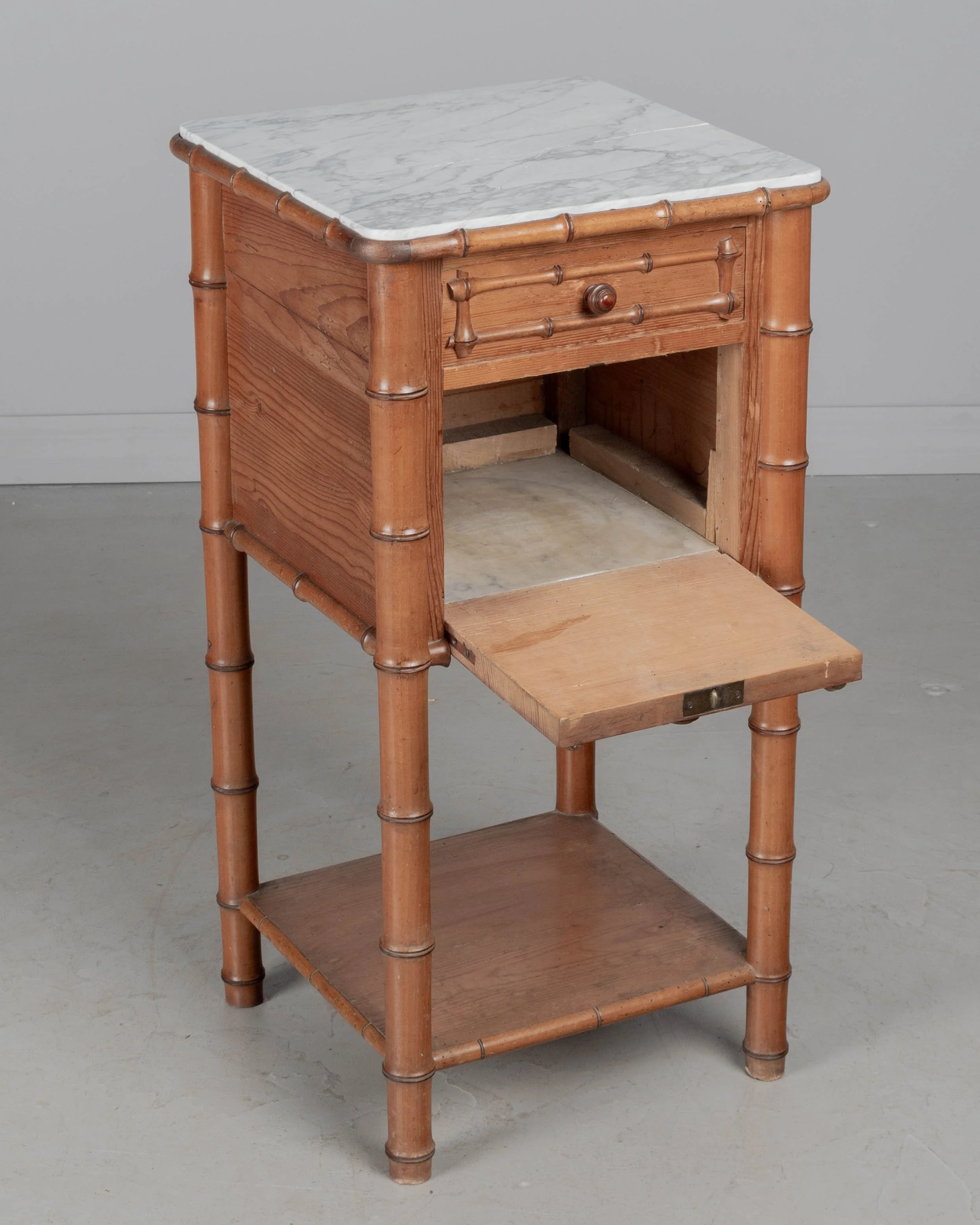 French Faux Bamboo Nightstand or Side Table