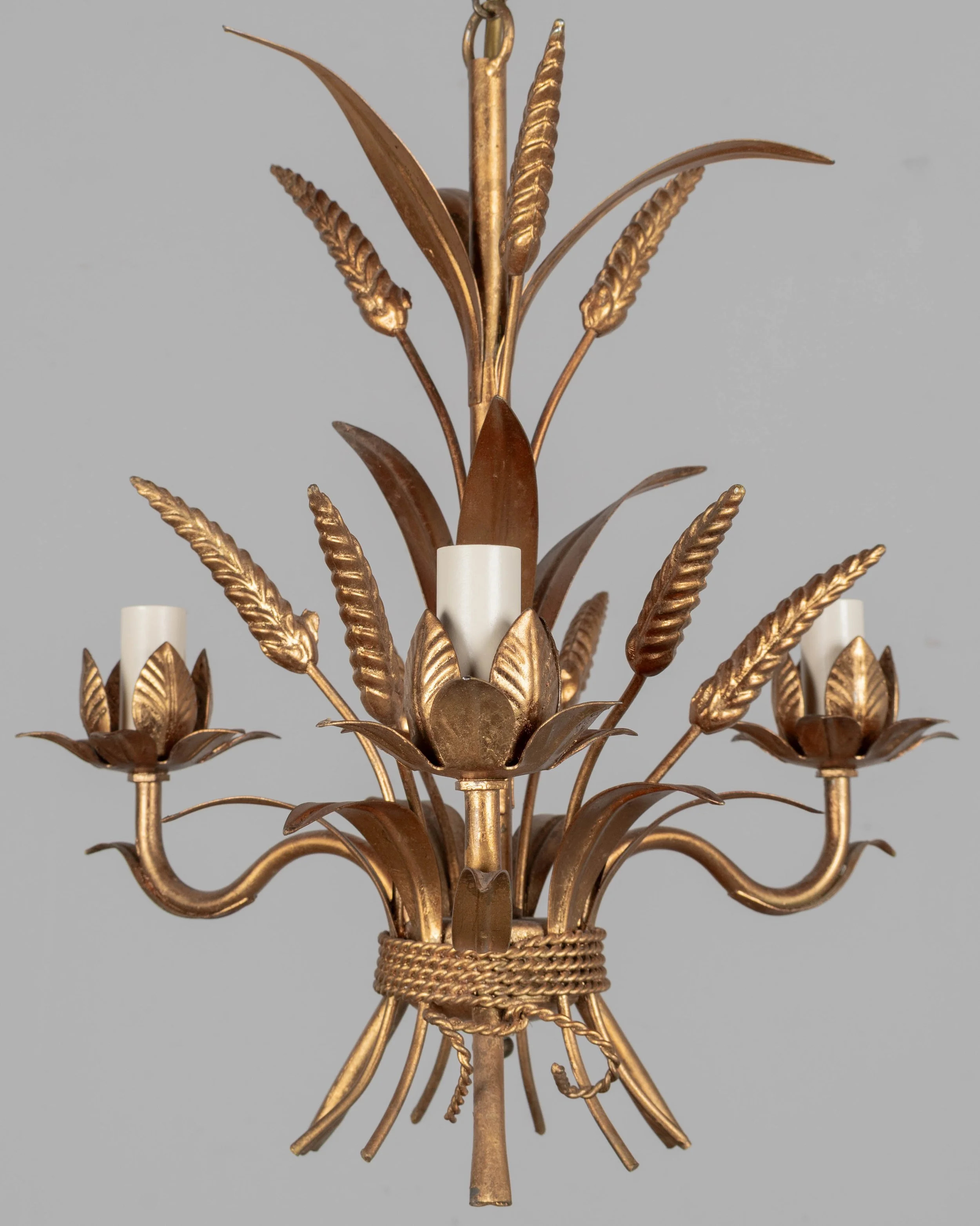Vintage Italian Gilded Metal Chandelier by Hans Kögl,