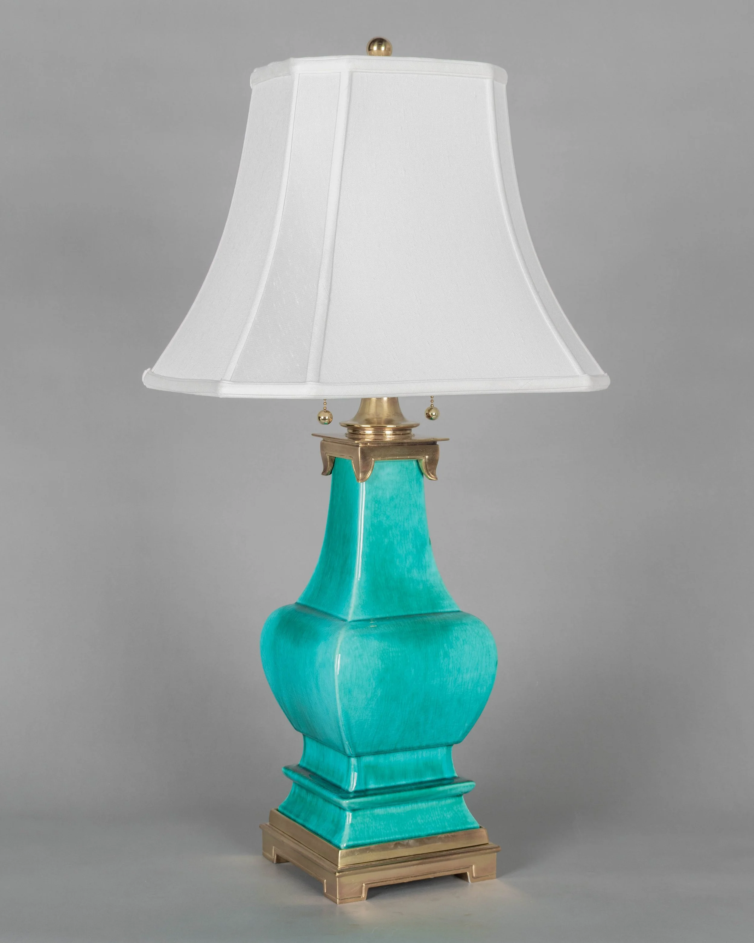 Mid Century Stiffel Ceramic & Brass Pagoda Lamp