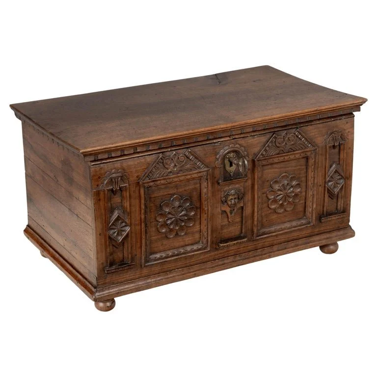 19th Century Spanish Walnut Wedding Coffer or Marriage Chest