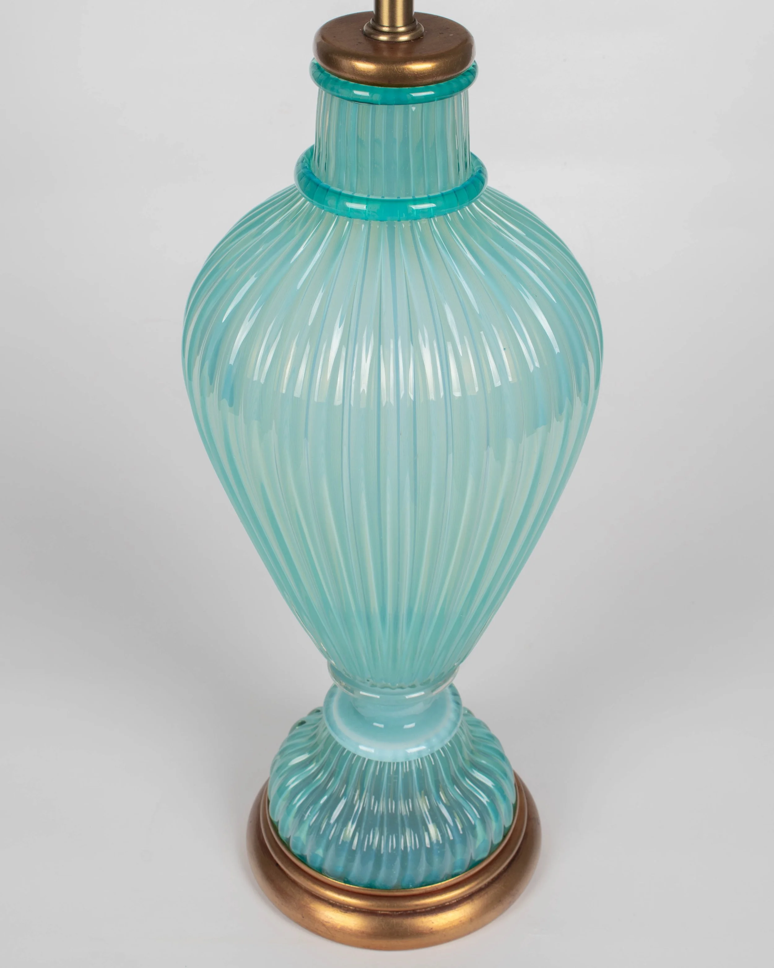 Aqua Blue Murano Glass Lamp by Archimede Seguso for Marbro, Italy 1950s