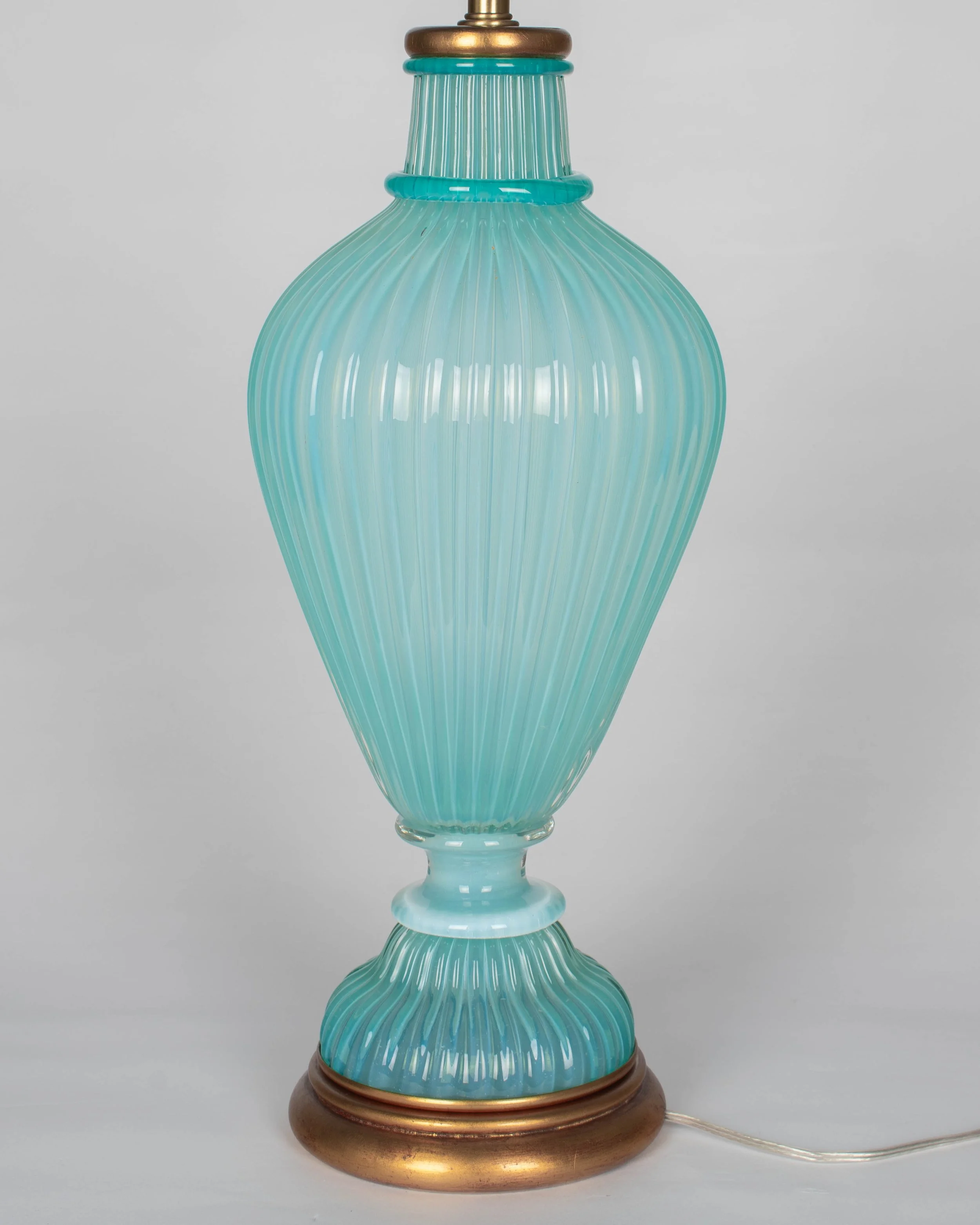 Aqua Blue Murano Glass Lamp by Archimede Seguso for Marbro, Italy 1950s