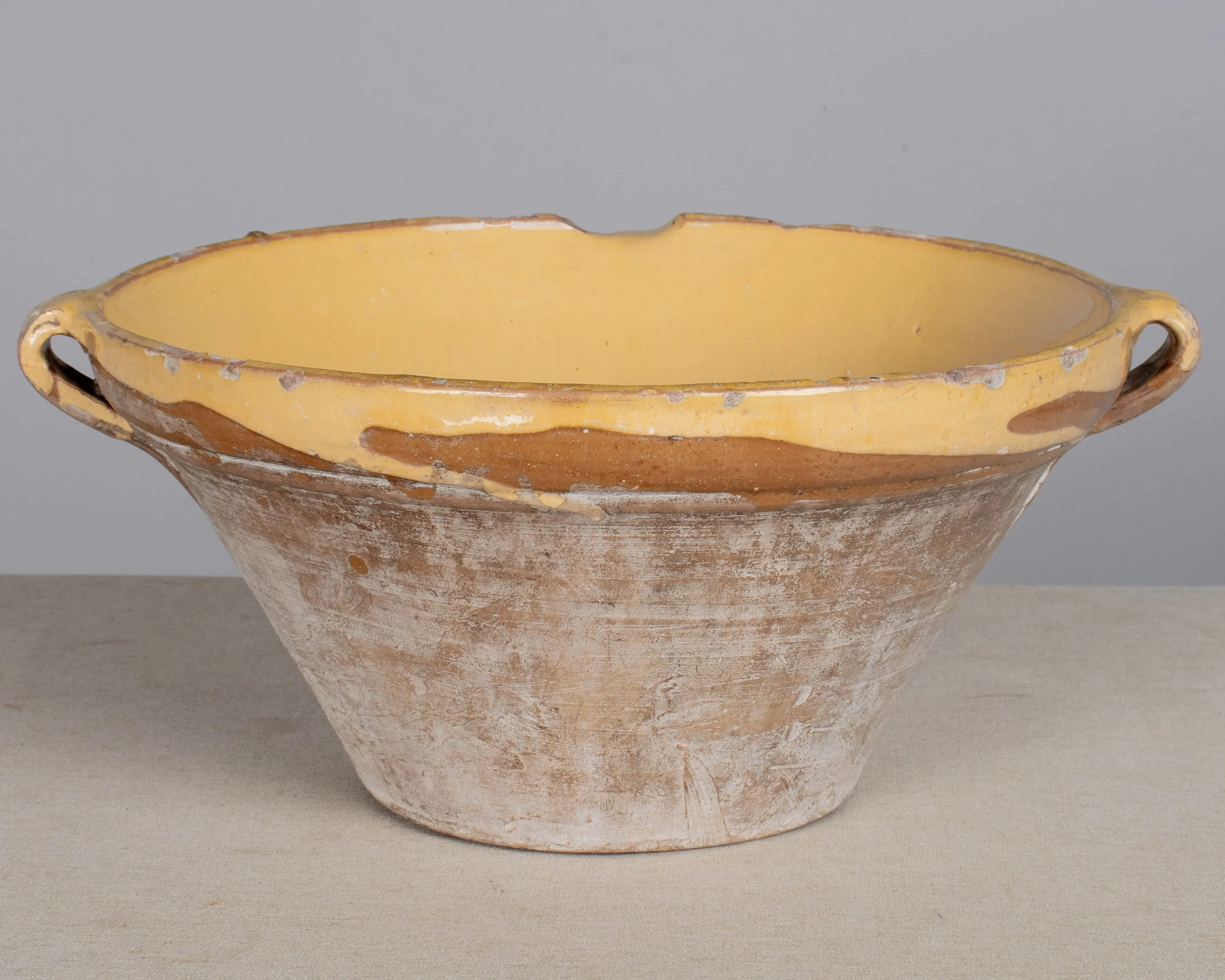 French Yellow Glazed Terracotta Tian or Grésale Bowl